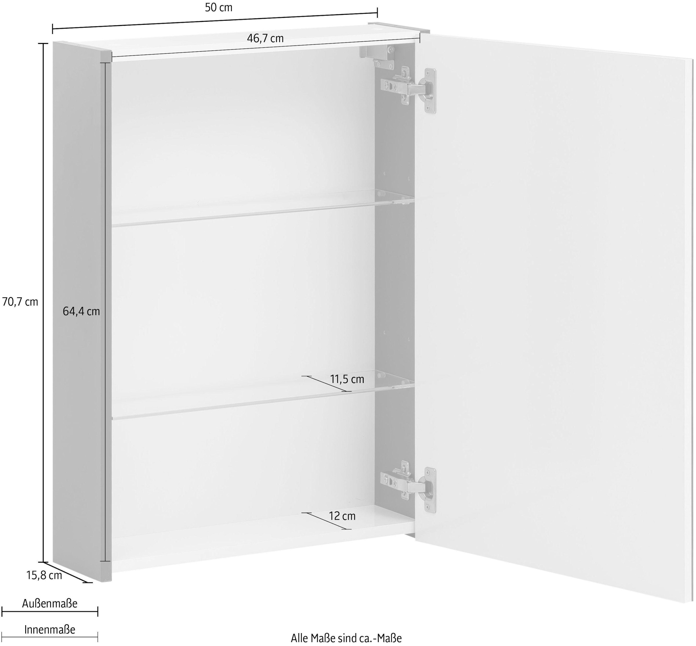 Schildmeyer Spiegelschrank »Basic«, Breite 50 bestellen 1-türig, Made cm, | Germany in BAUR Glaseinlegeböden