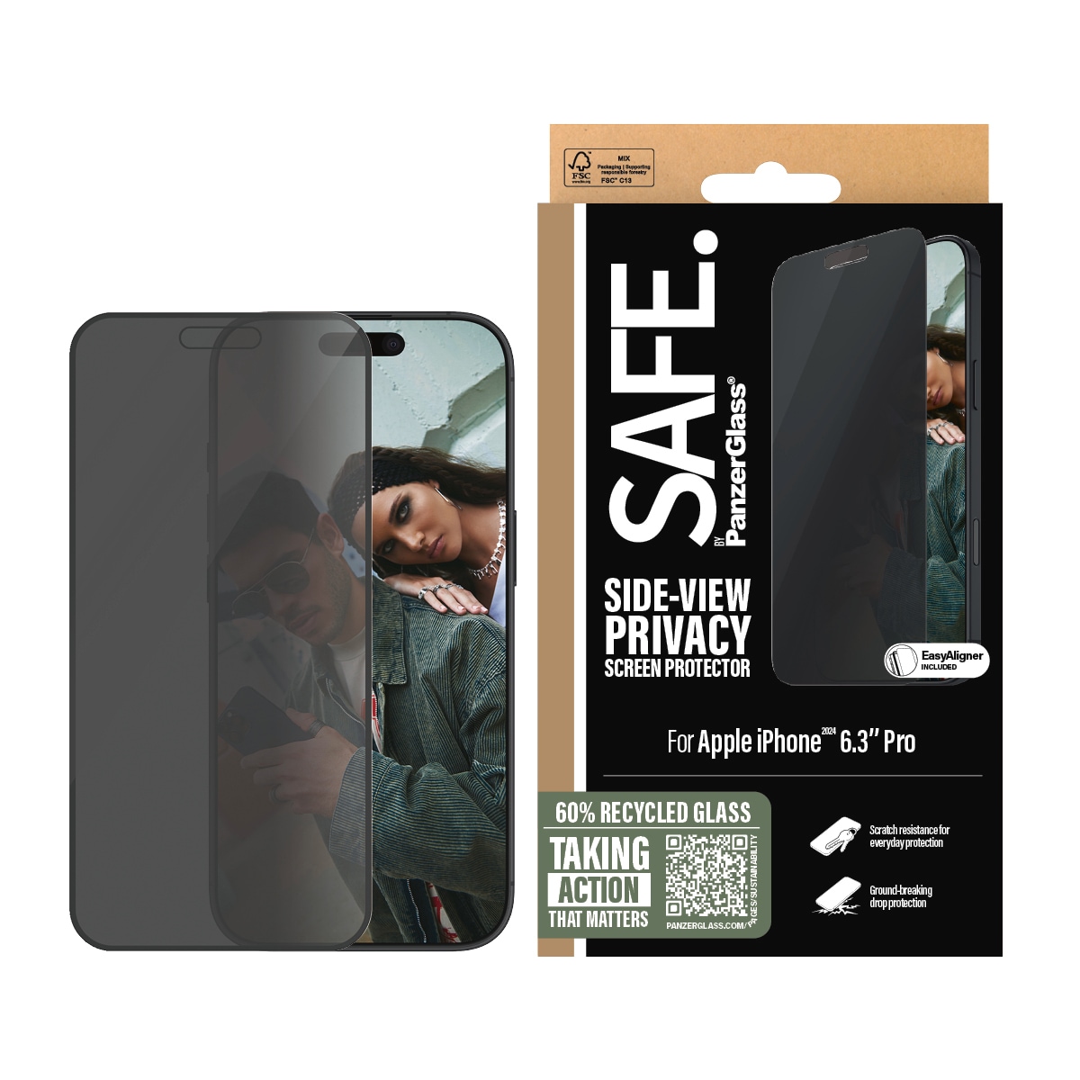 SAFE by PanzerGlass Displayschutzglas »Side-View Privacy Screen Protection«, für Apple iPhone 16 Pro Max,...