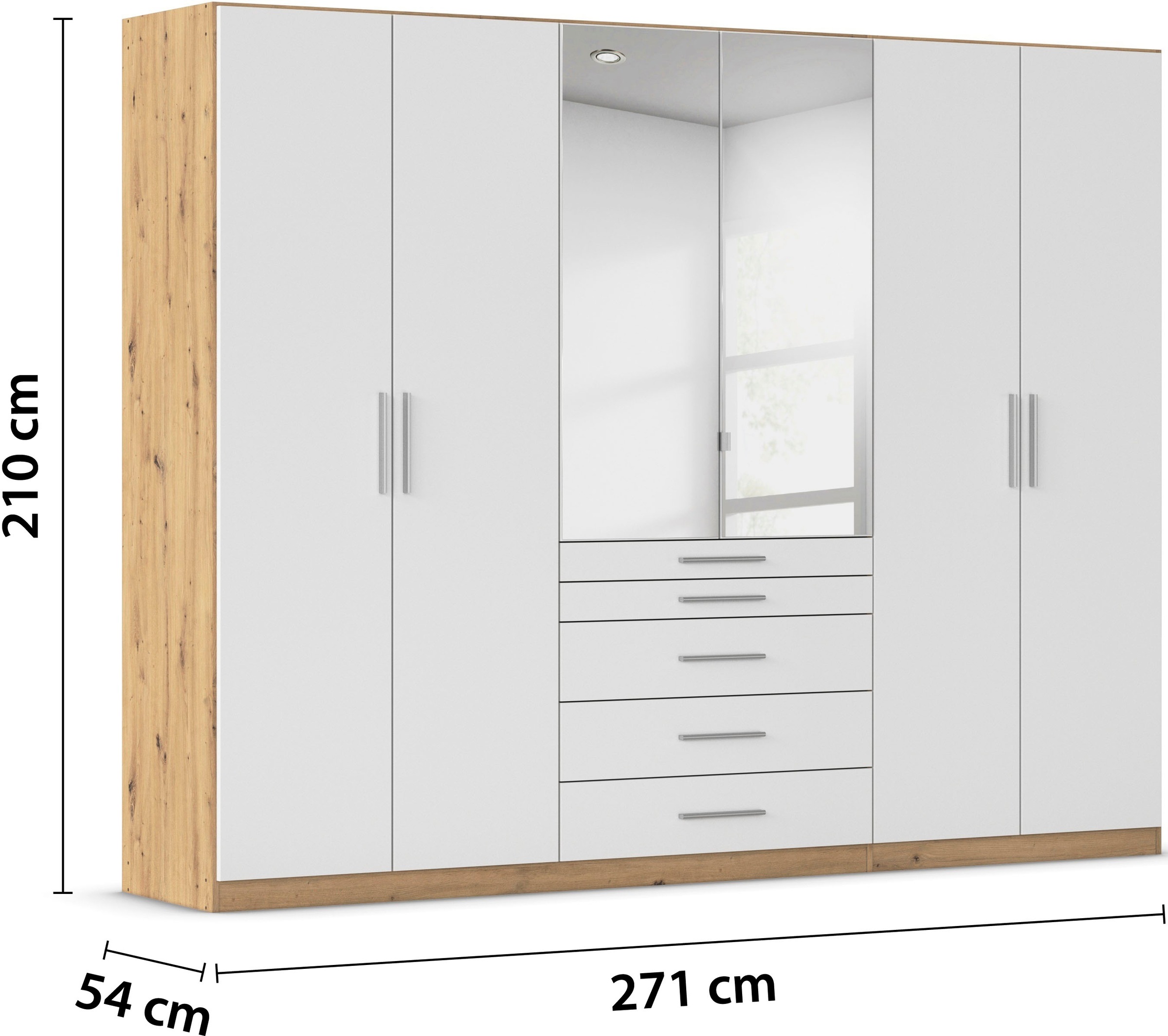 rauch Schlafzimmer-Set »Komplettschlafzimmer Schlafzimmer Stauraumbett MADE IN GERMANY« Set, Liegefläche 180x200, Schrank Maße B/H/T: 271/210/54 cm, 4 tlg. tlg.