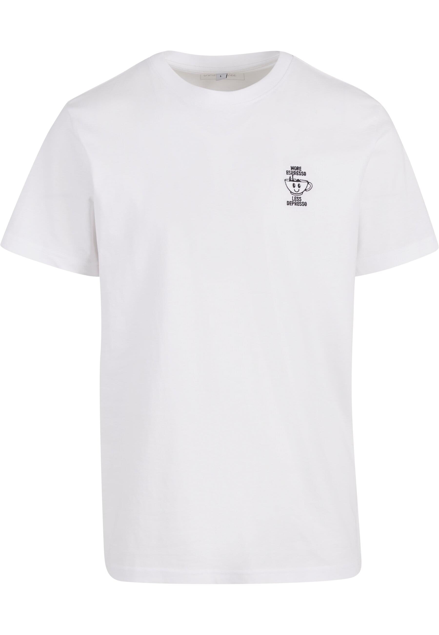 MISTERTEE Damen T-Shirt "MisterTee Herren More Espresso Less Depresso Tee EMB"weiß, Gr. S, bedruckt, 100% Baumwolle, Shirts