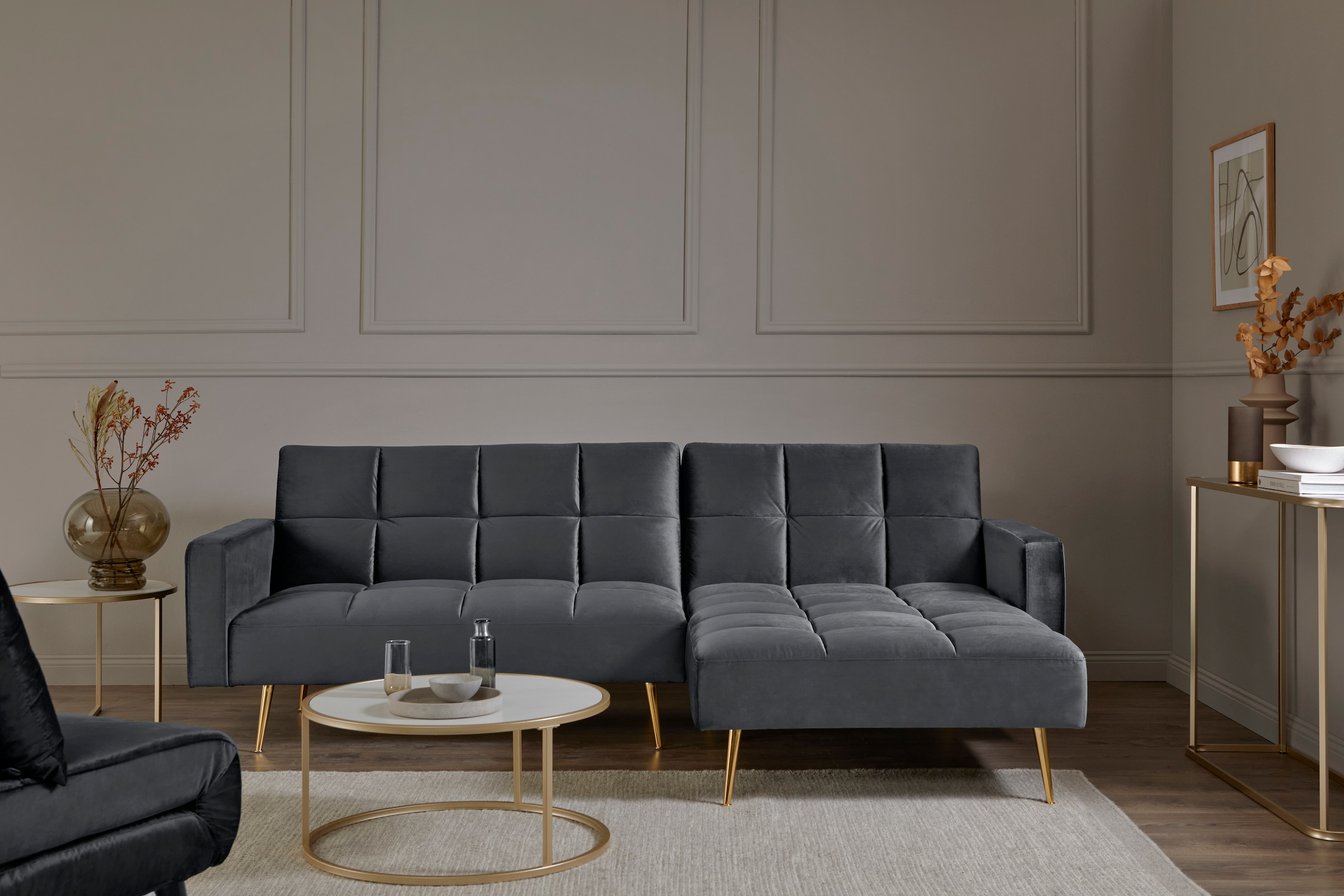 Jahnke Ecksofa »CHILLAX POSH CORNER« mit Schlaffunktion, wechselseitig montierbar, 244 x 150 cm