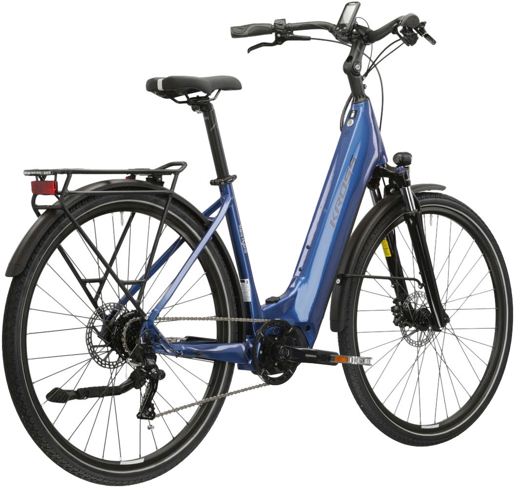 Kross E-Bike »E-Trekkingrad Trans Hybrid LS 3.0 28 Zoll blau«, 8 Gang, Shimano, Acera T3000, Mittelmotor 250 W