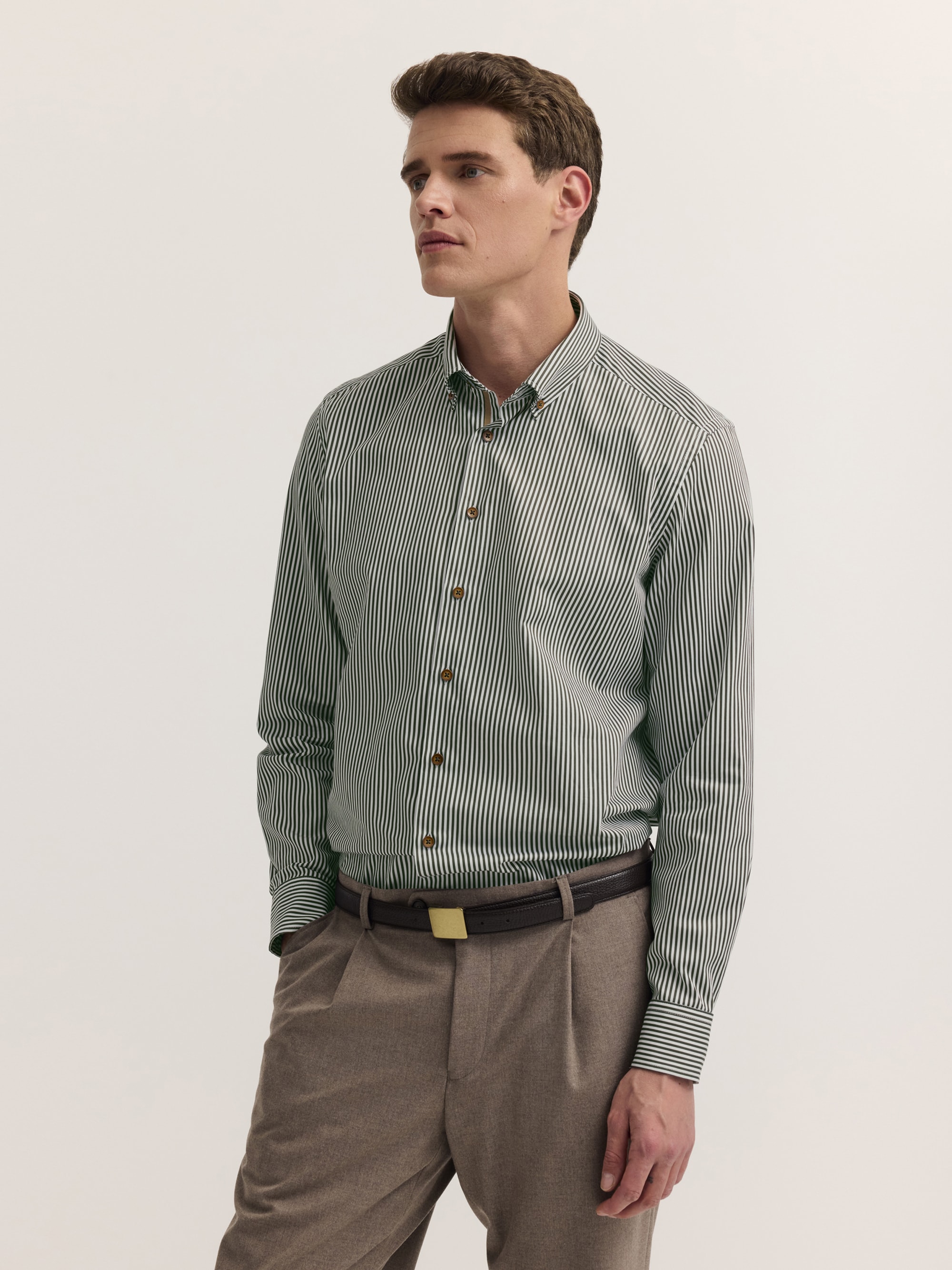 bugatti Langarmhemd "Modern Fit" Modern Fit Baumwolle Gestreift Button-Down
