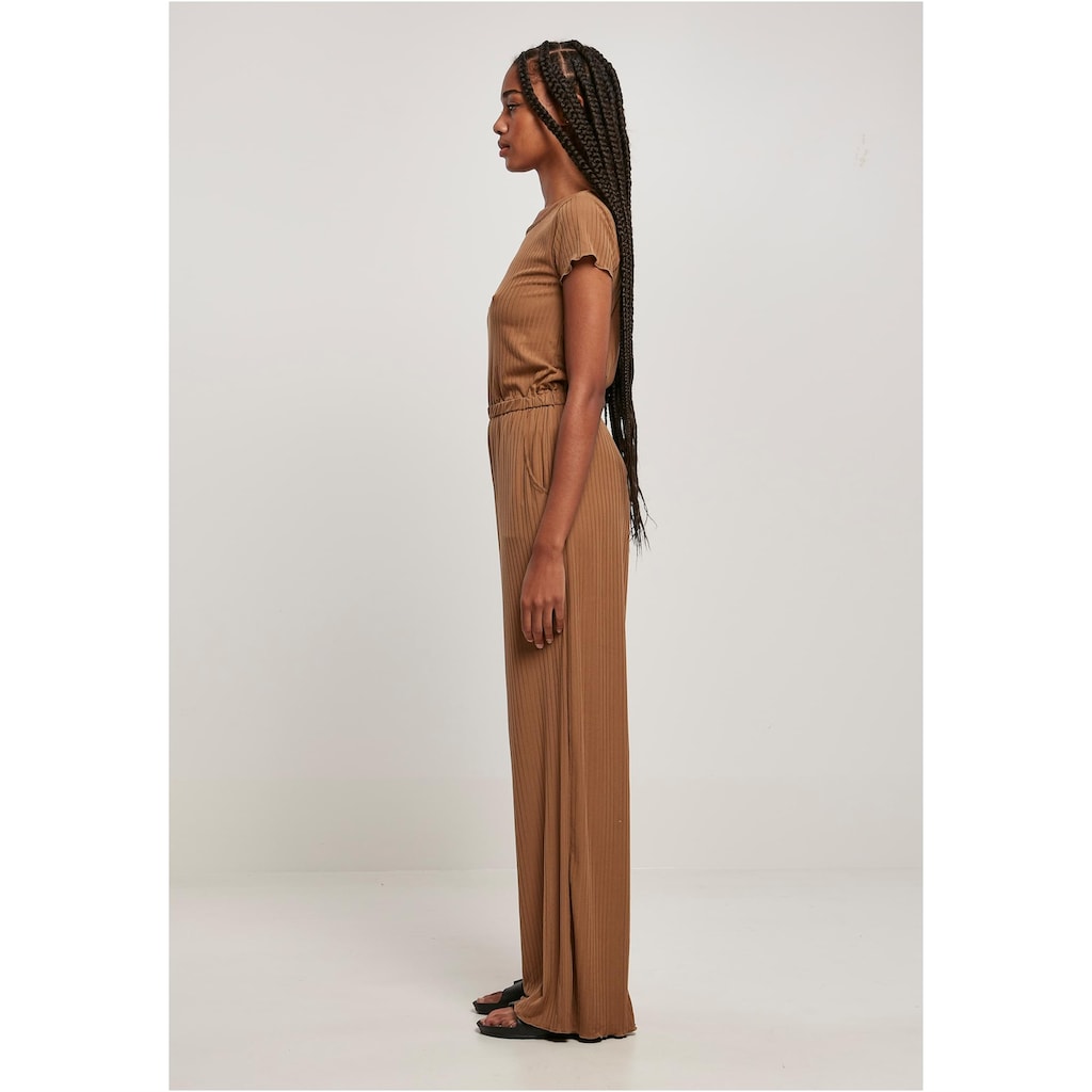 URBAN CLASSICS Jumpsuit »Urban Classics Damen Ladies Rib Wid Leg Jumpsuit«, (1 tlg.)