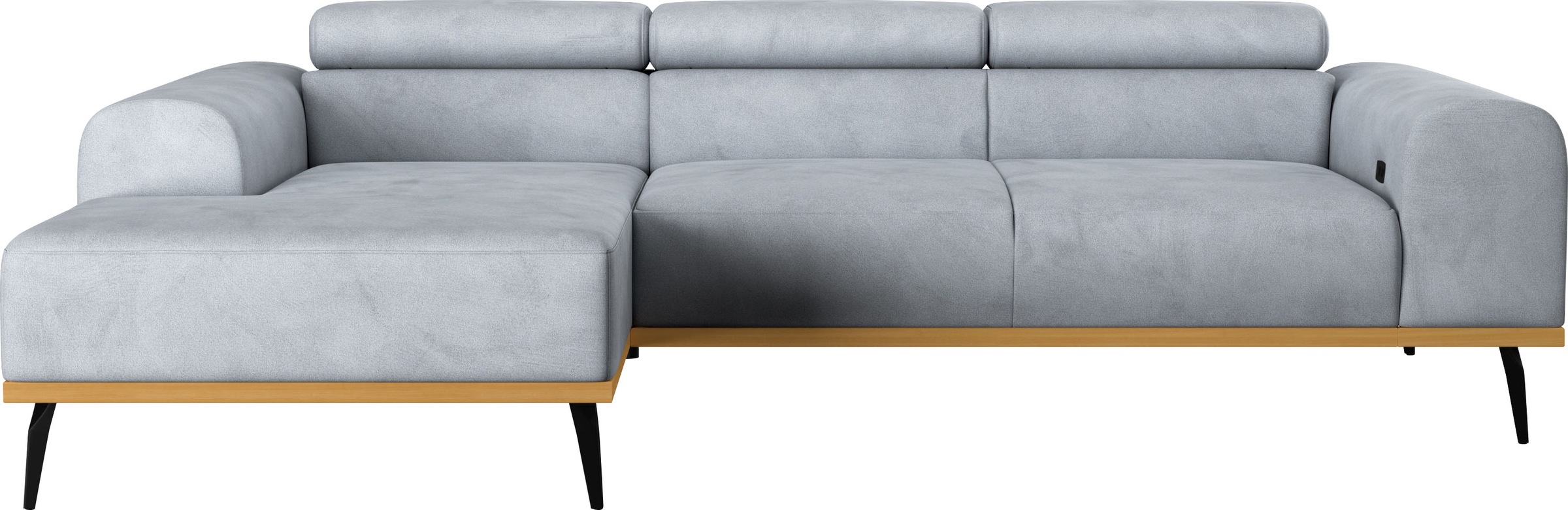 Places of Style Ecksofa »Carlo L-Form«, mit Kopfteilverstellung & Holz-Rahmenoptik, wahlweise Relaxfunktion