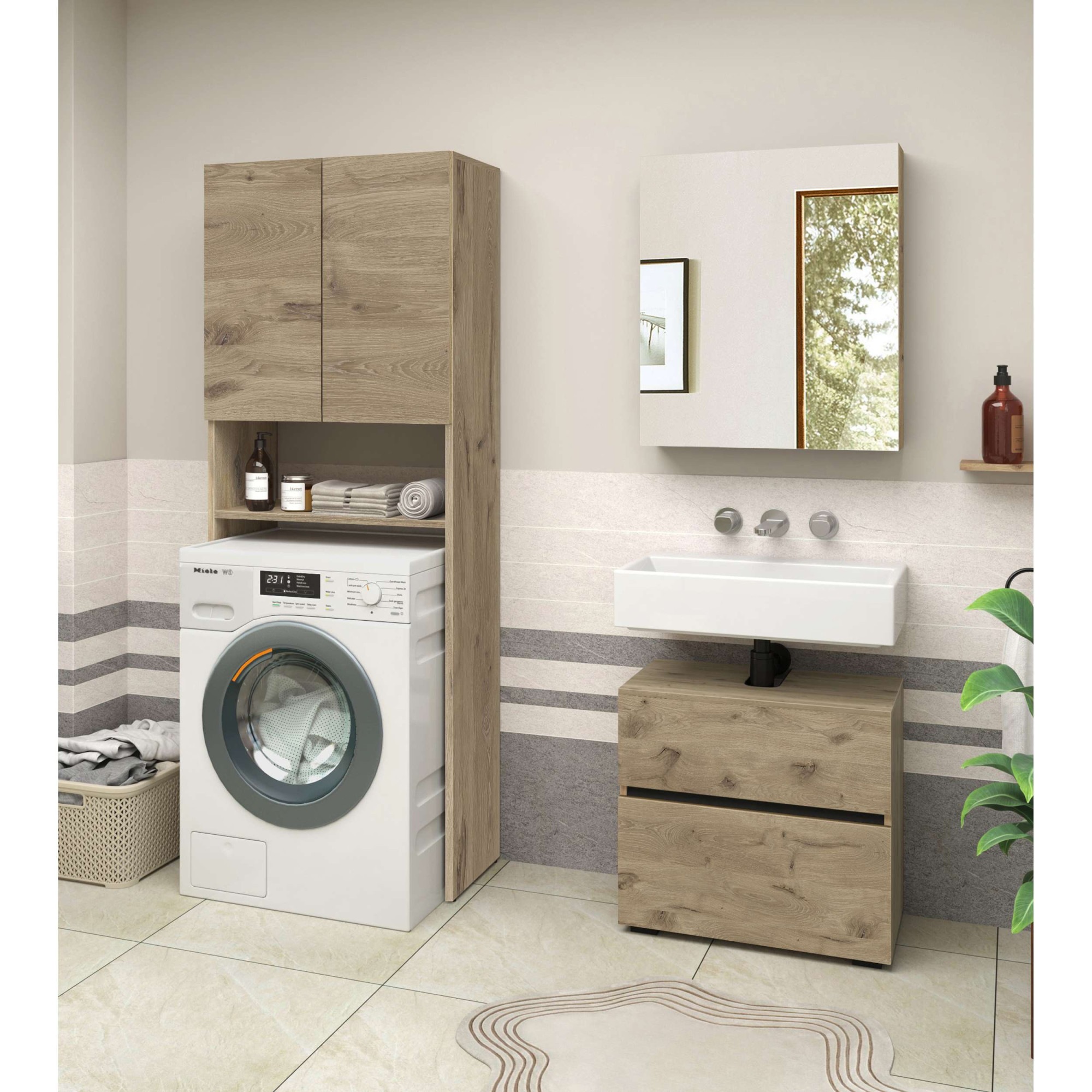 Home affaire Waschmaschinenumbauschrank "Wisla" mit 2 Türen, Breite 68 cm, Höhe 180 cm