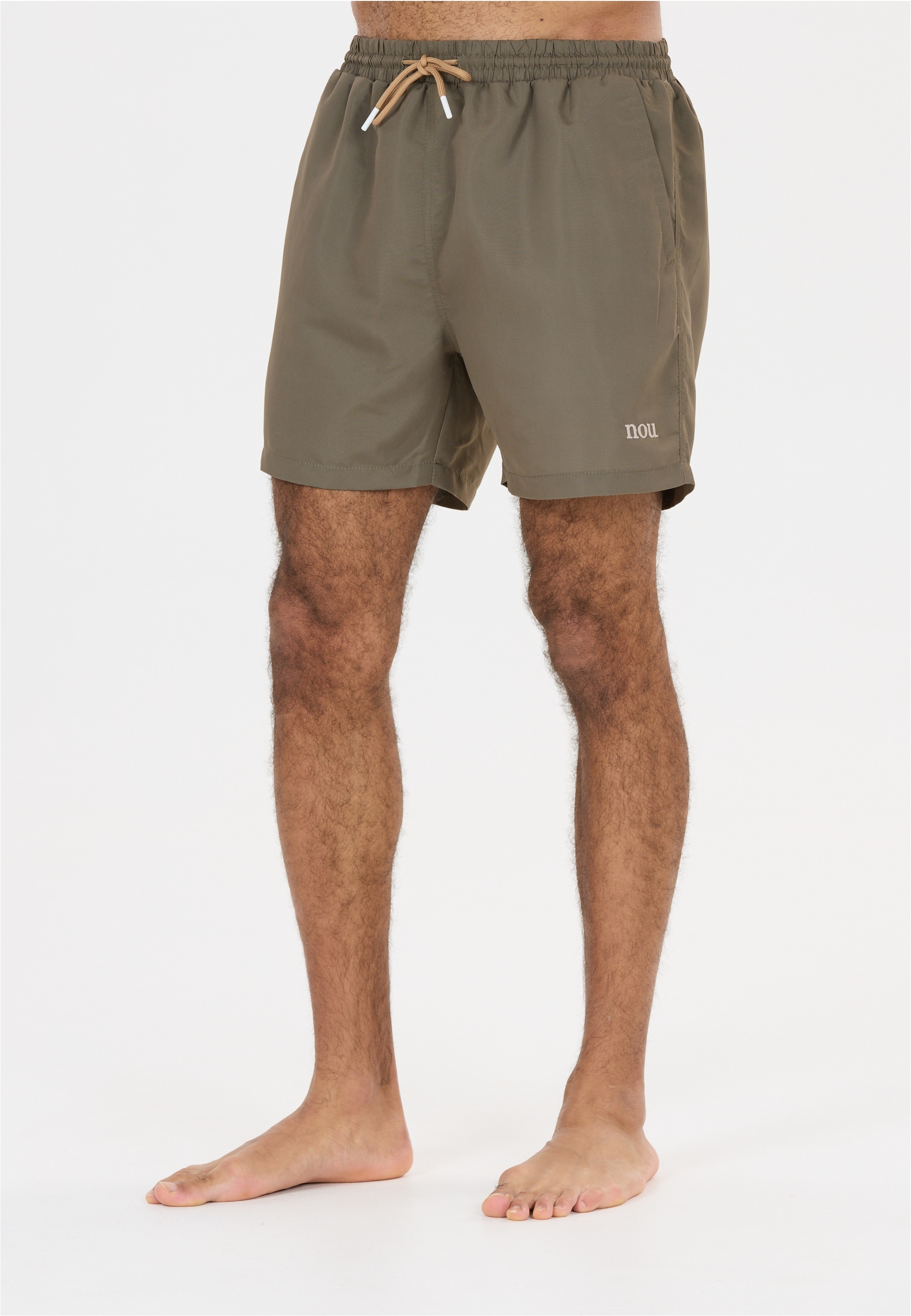 NOU Herren Badeshorts "Veritas", braun, Gr. XL, bestickt, 100% Polyester, Badehosen, aus atmungsaktivem Material
