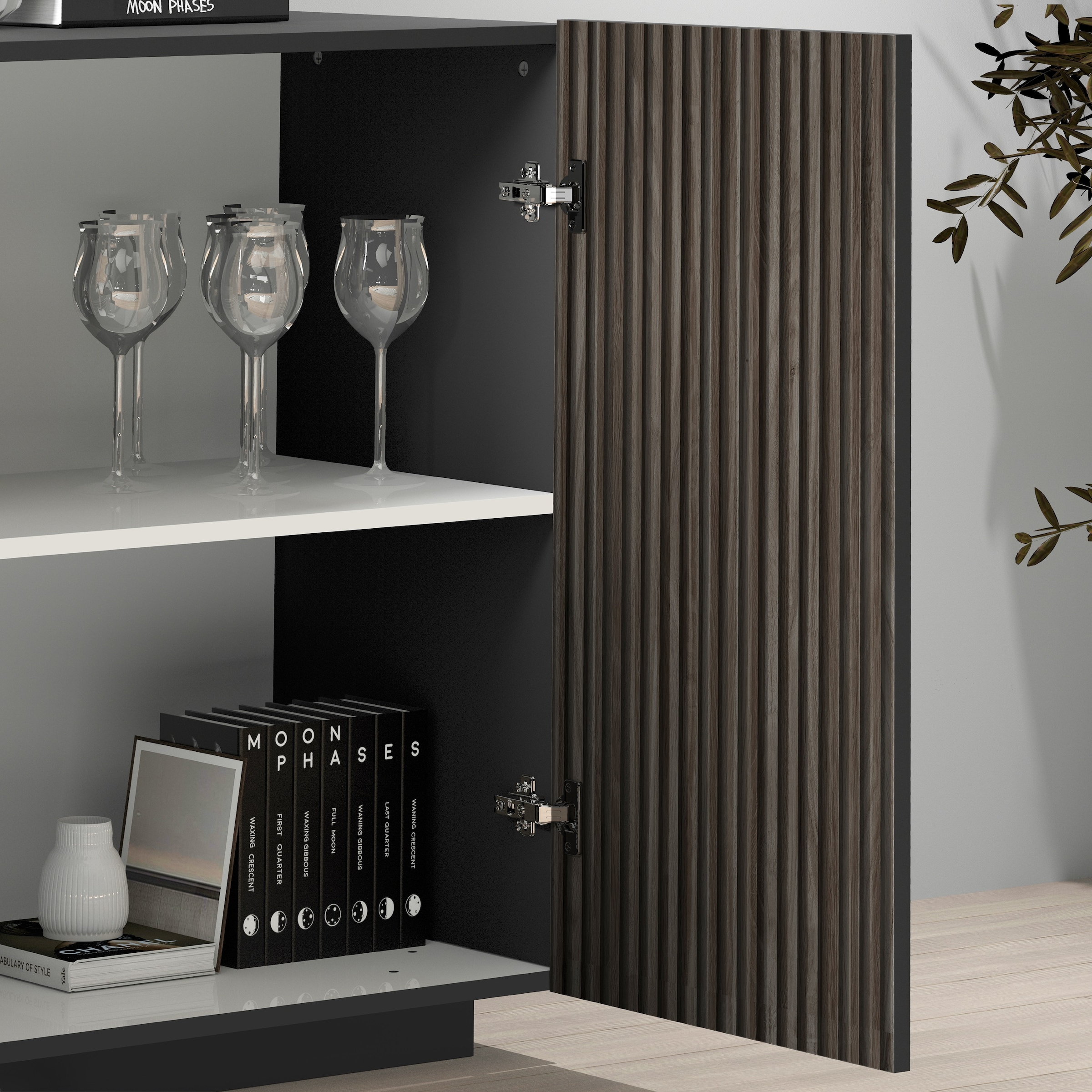INOSIGN Sideboard »Vega Sideboard,Kommode,200 cm«, mit 4 Türen,Fronten mit Rillen-Optik