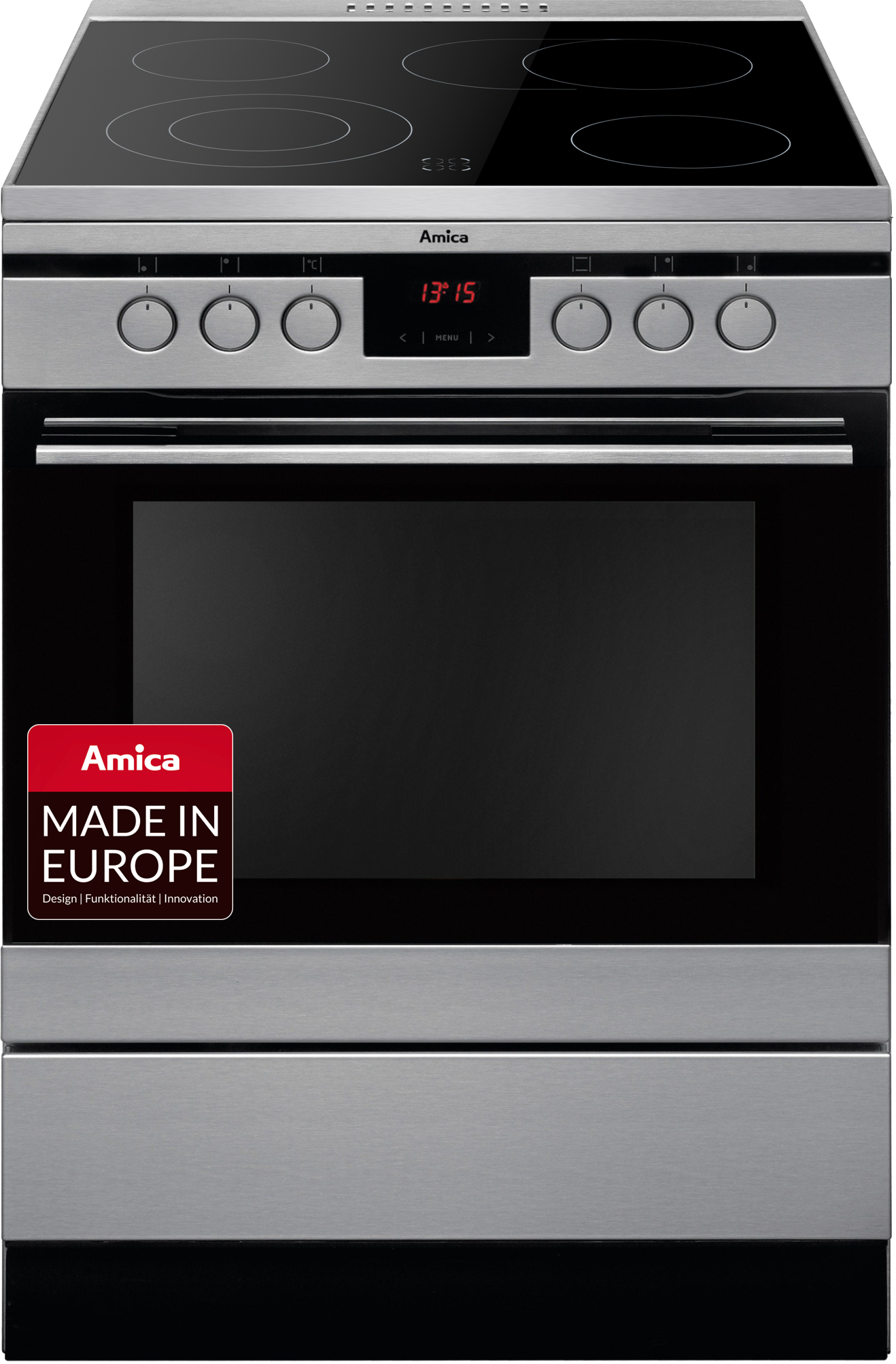 Amica Elektro-Standherd »SHC 11675/1 E«, mit 2-fach-Teleskopauszug, Simple Steam Reinigungsfunktion, Ofen mit 11 Programmen und zweistufig ausziehbaren Backblechschienen.