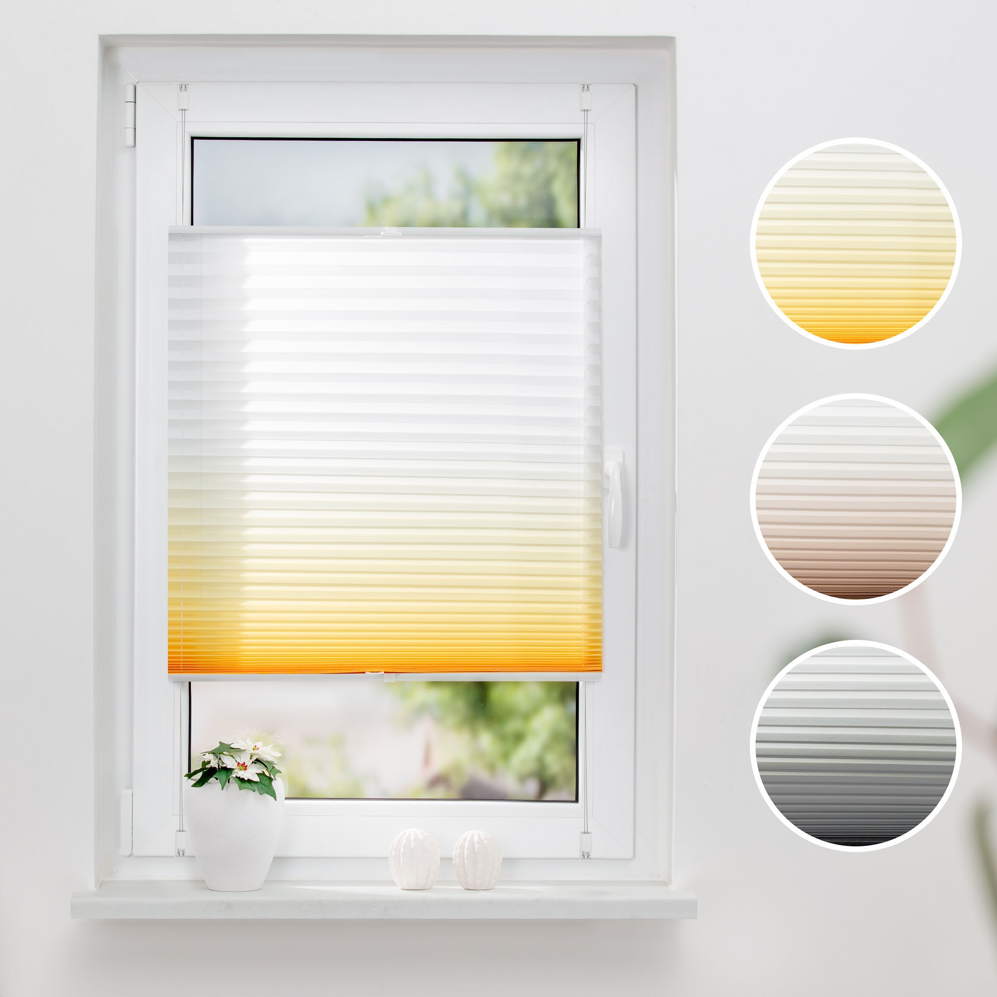K-HOME Plissee "Farbverlauf Sunrise" Lichtschutz ohne Bohren verspannt