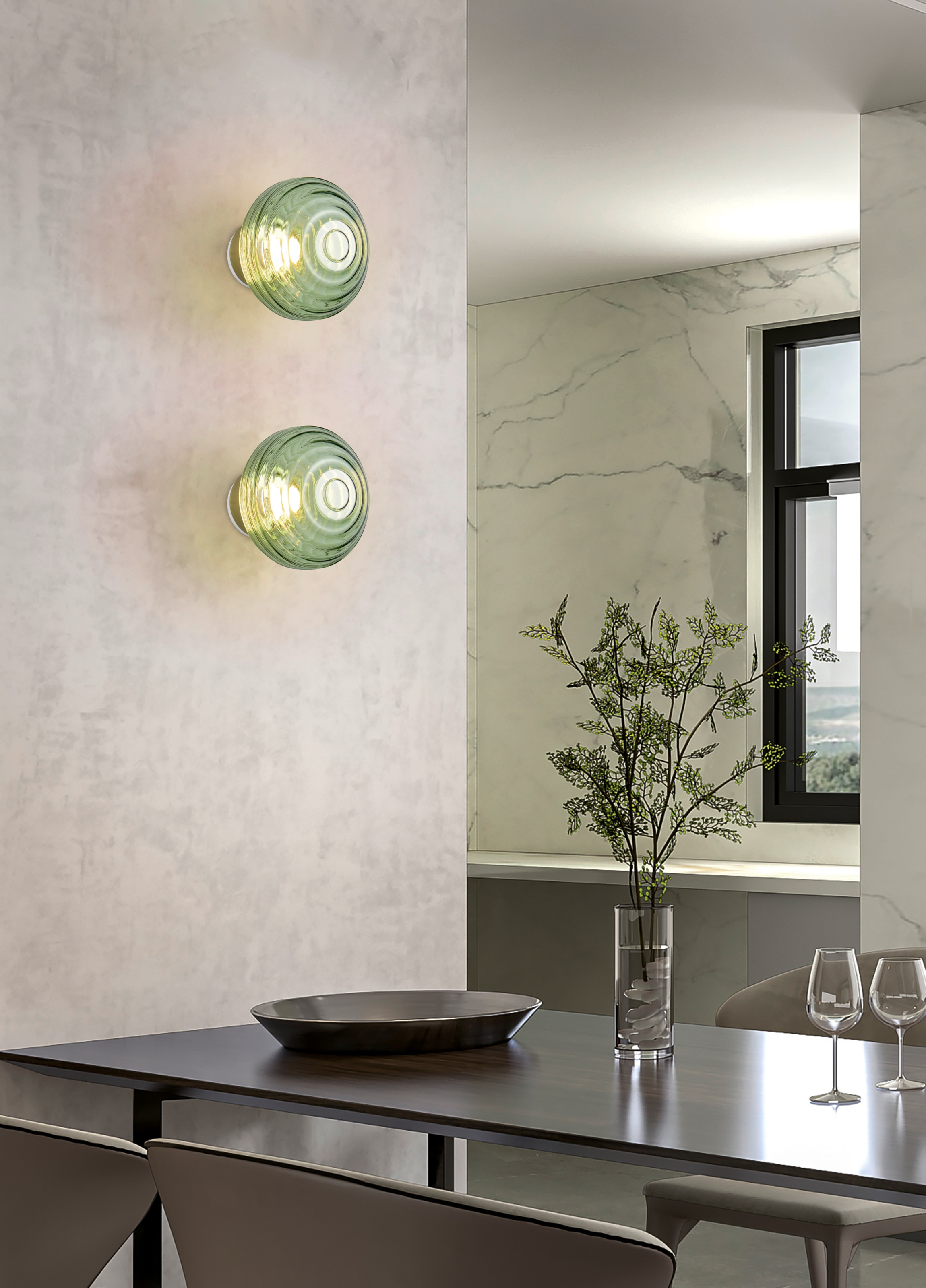 REALITY Leuchten LED Wandleuchte »EARL, runde Akku Wandlampe mit Touchdimmer, USB-Anschluss Ø 15,5cm«, 1 flammig, Leuchtmittel LED-Board | LED fest integriert, Akku Wandlampe Glasschirm, einfache Wandbefestigung, Tiefe 15 cm