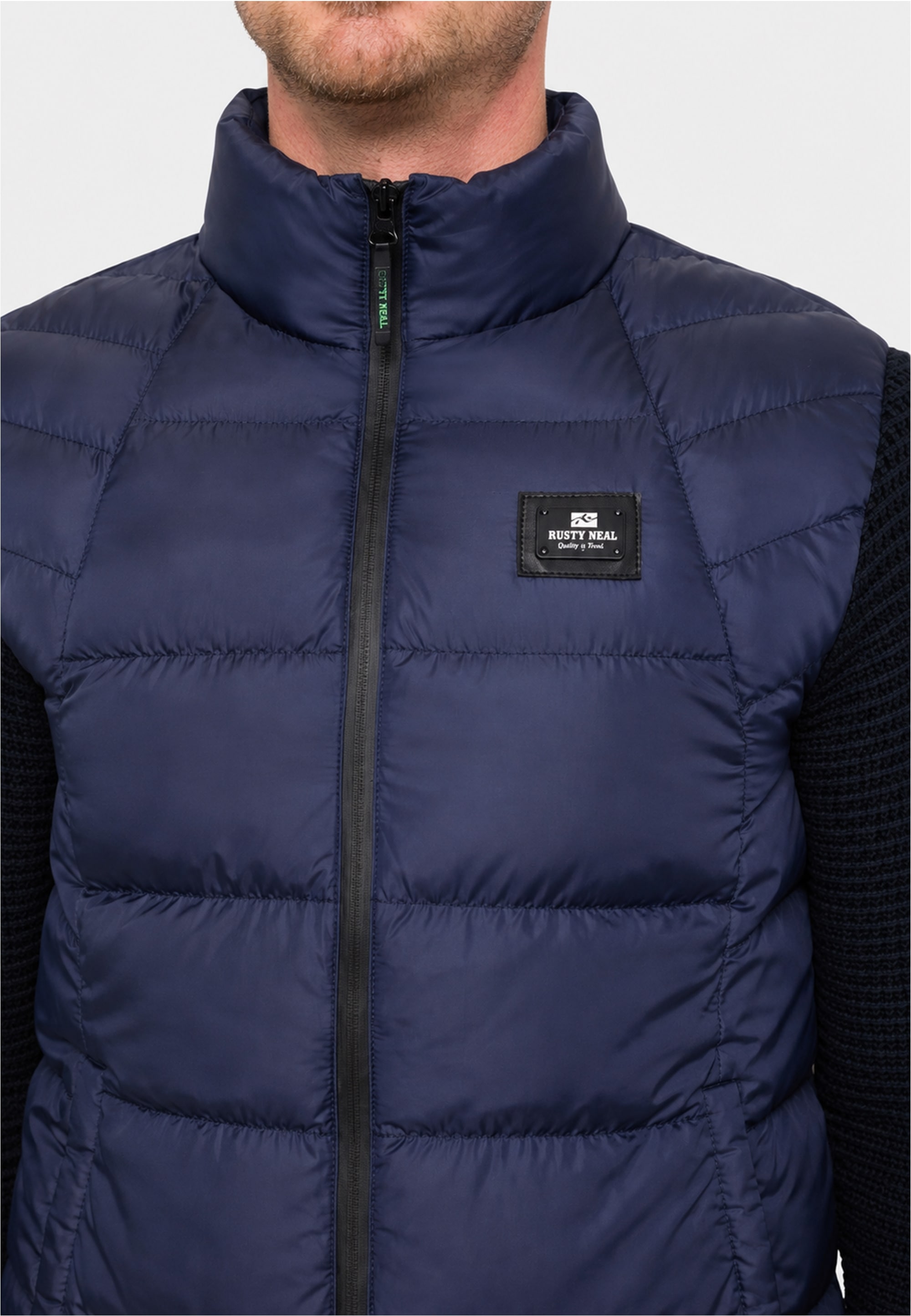 Rusty Neal Steppjacke »Uni« mit Strickärmeln im College-Look