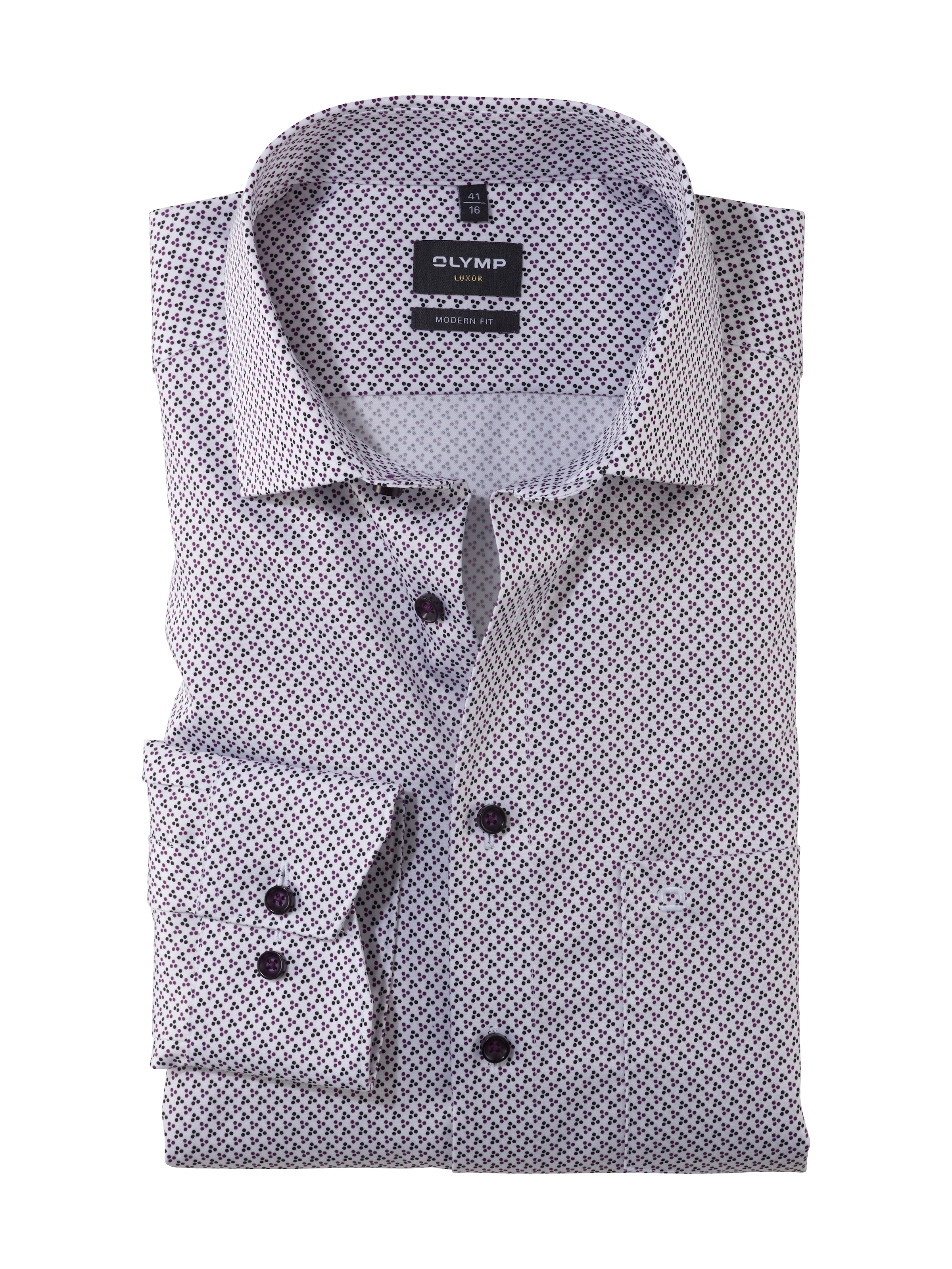 OLYMP Langarmhemd "Luxor modern fit", mit dezentem Tupfendessin günstig online kaufen