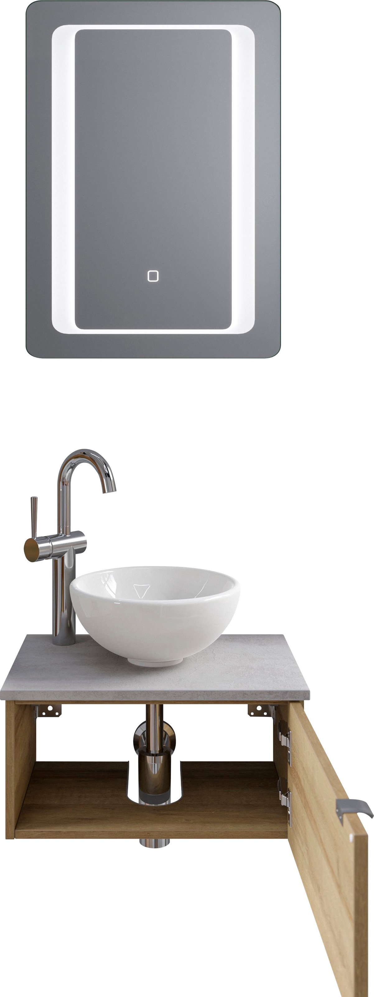 Saphir Badmöbel-Set »Serie 6915«, (4 St.), Gäste-Bad, 51 cm breit, mit LED-Spiegel und 1 Tür