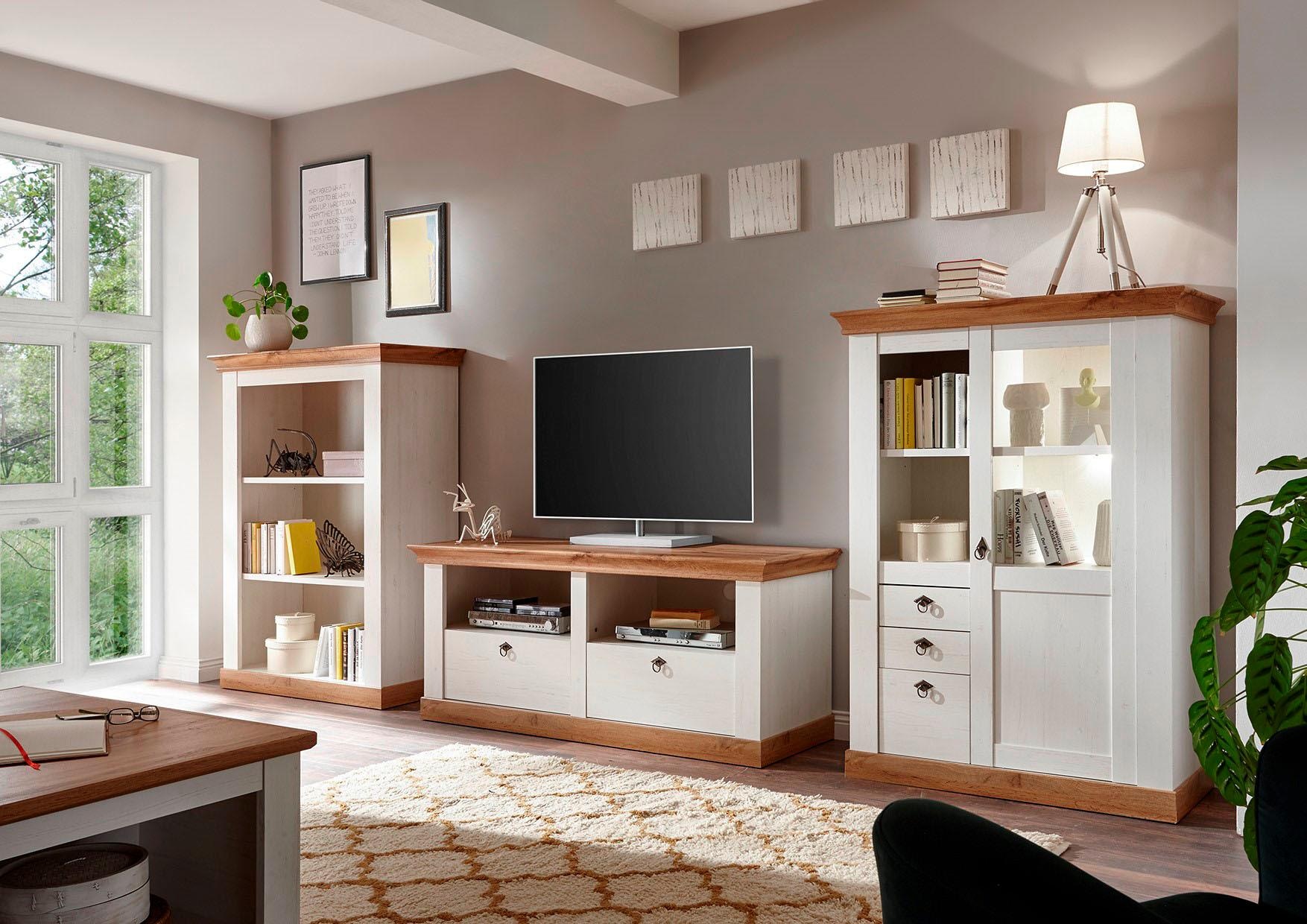 Home affaire Wohnwand "Cremona, Anbauwand im Landhausstil, Komplettset, Wohnzimmer-Set" Set, 3 Stk. tlg.