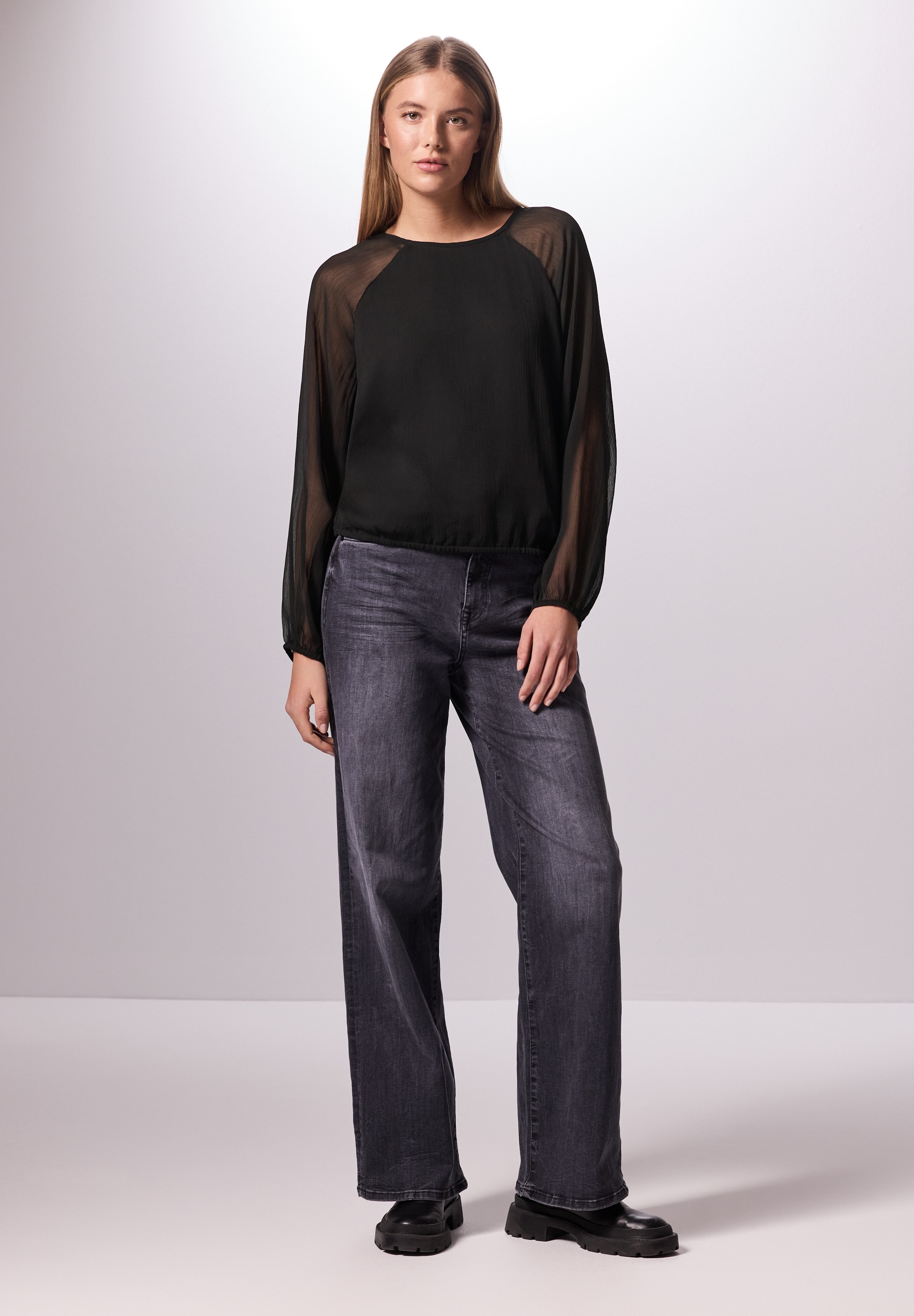 STREET ONE STUDIO Chiffonbluse, mit transparenten Ärmeln