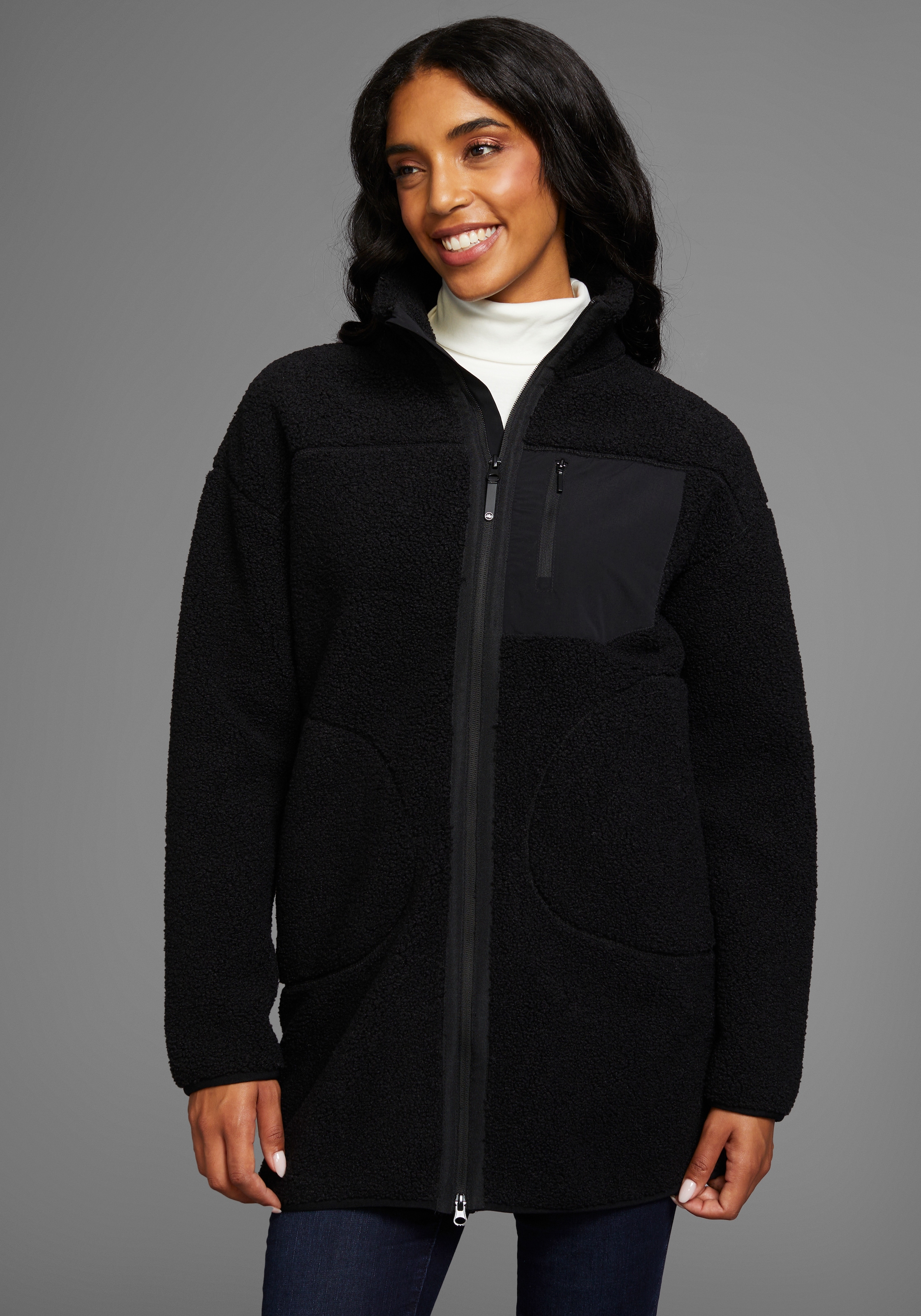 Polarino Fleecejacke, Oversize, atmungsaktiv, schnell trocknend günstig online kaufen