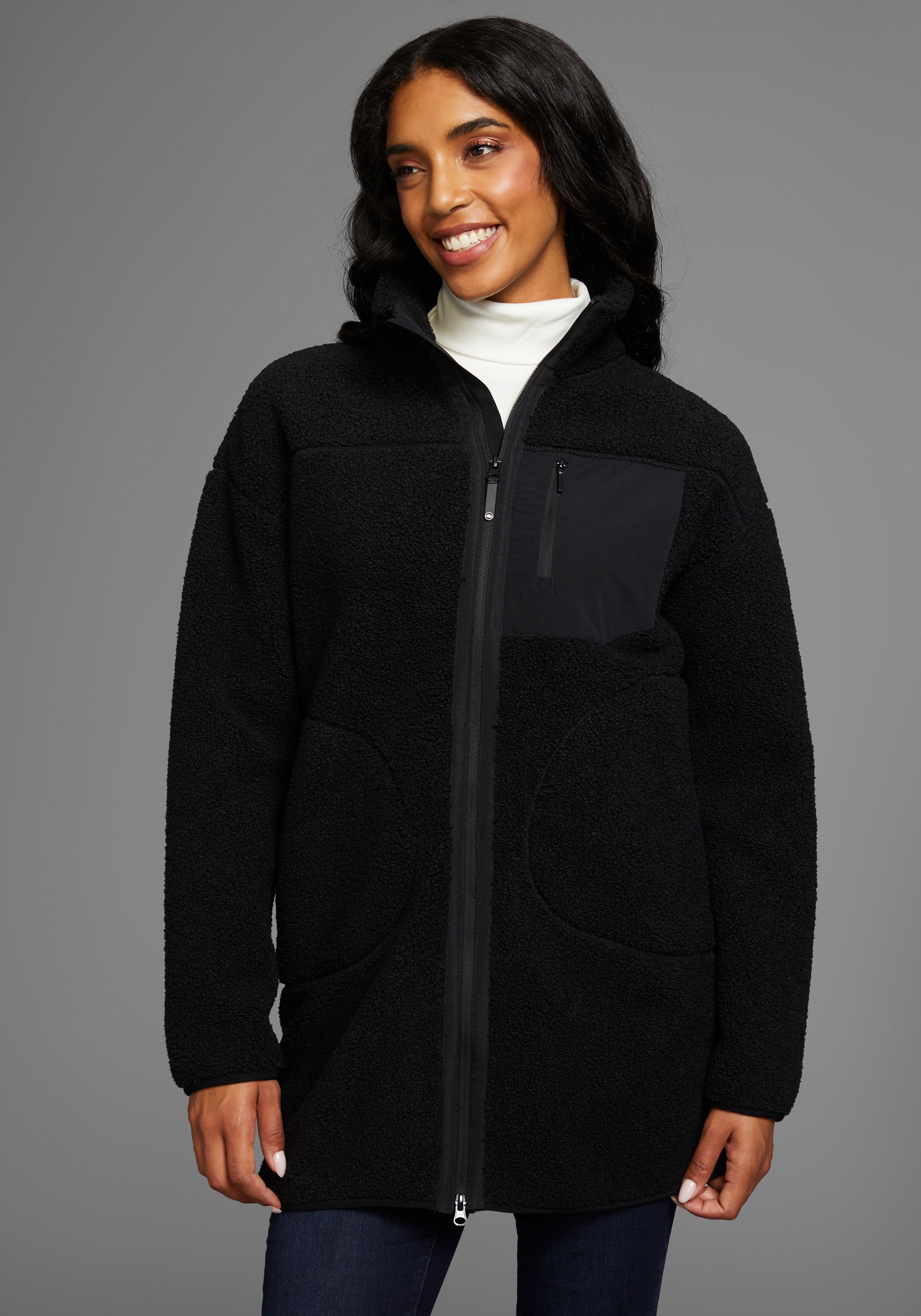 Polarino Fleecejacke, Teddy Fleece Jacke, Oversize günstig online kaufen
