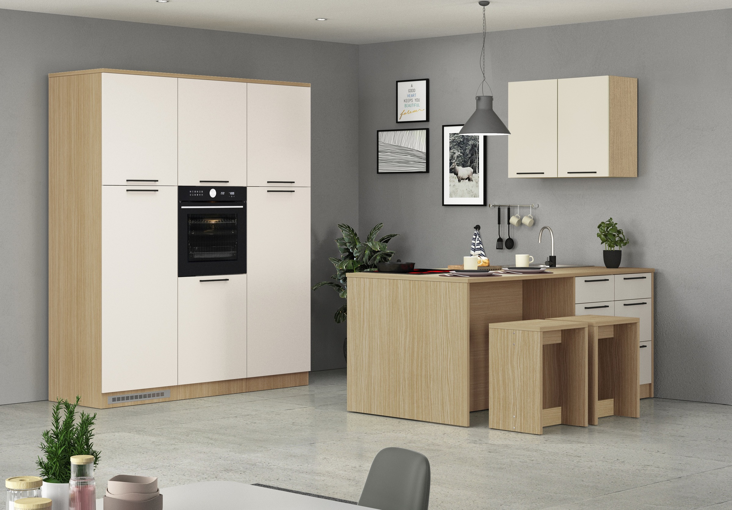 KOCHSTATION Vorratsschrank »Luna, Hochschrank, Küchenvorratsschrank, Speiseschrank, Made in Italy« B/T/H: 60×60×214,5 cm, mit 6 großzügigen Fächern