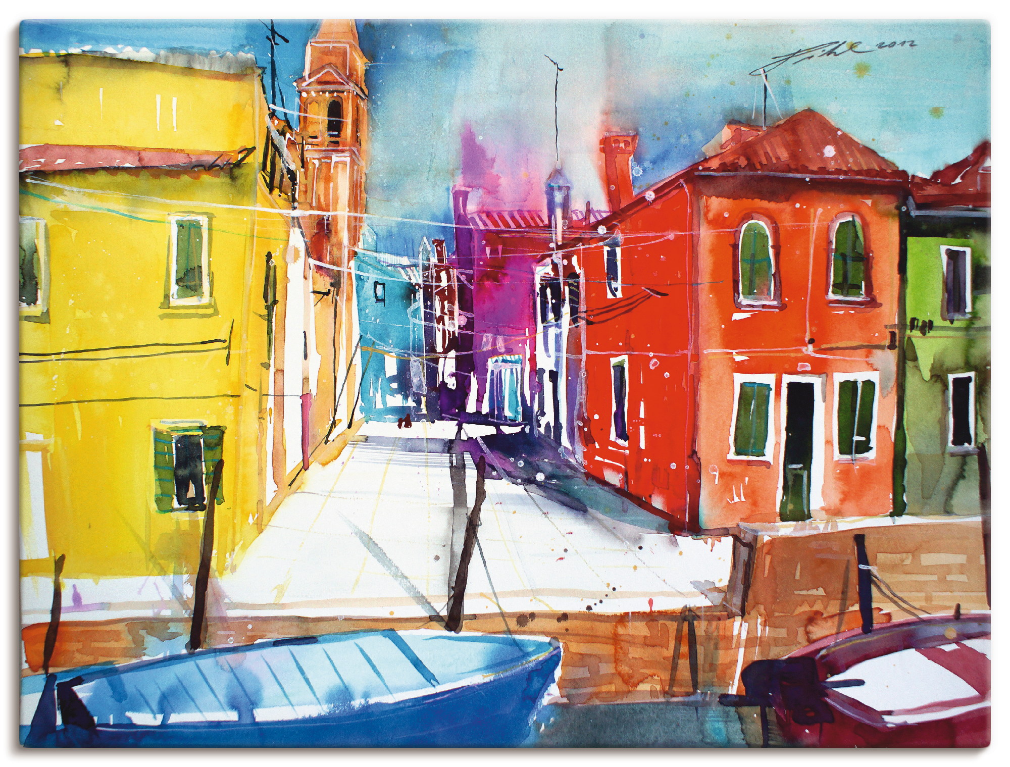Artland Leinwandbild "Venedig, Burano, Fondamenta del Pizzo" Italien 1 Stk. tlg. auf Holzrahmen gespannt