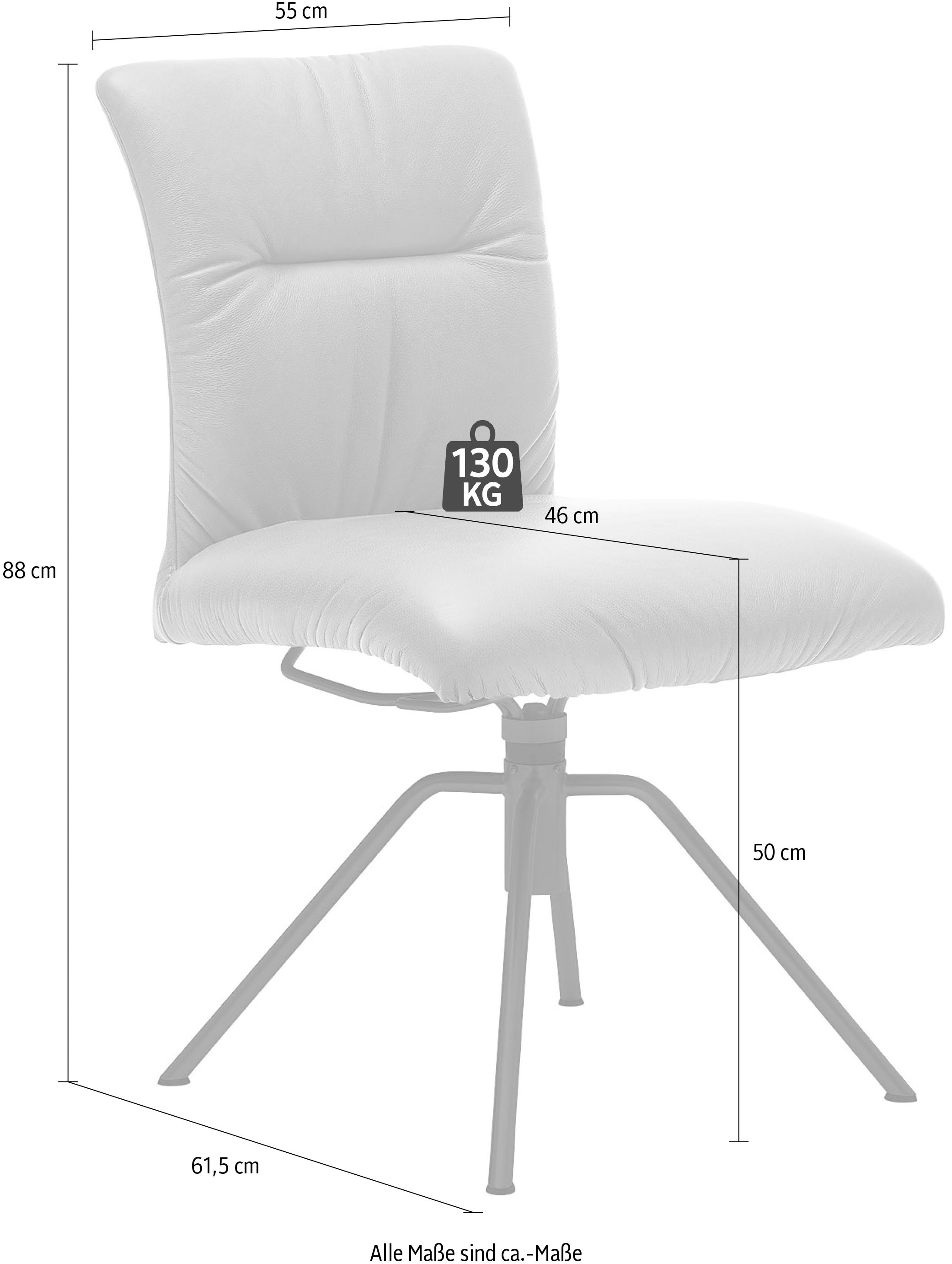 Musterring Polsterstuhl »Helmond 6600«, (Packung), 1 St., Echtleder, Gestell schwarz, drehbar, besonders leger gepolster, ohne Armlehne