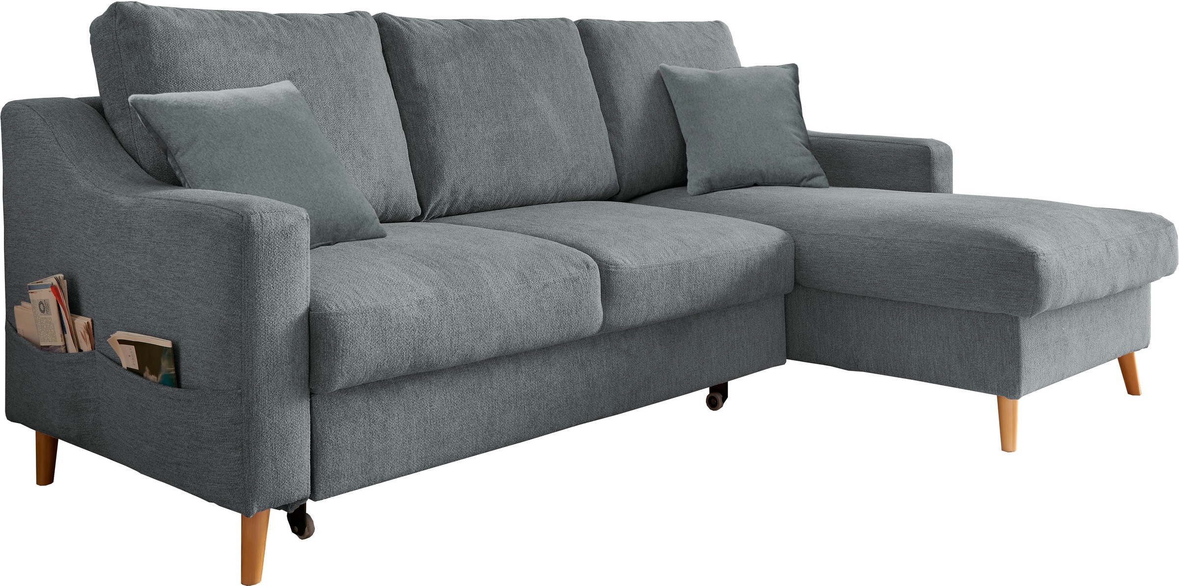 INOSIGN Ecksofa "Valentina L-Form", 2 Zierkissen, mit Seitentasche, auszieh günstig online kaufen