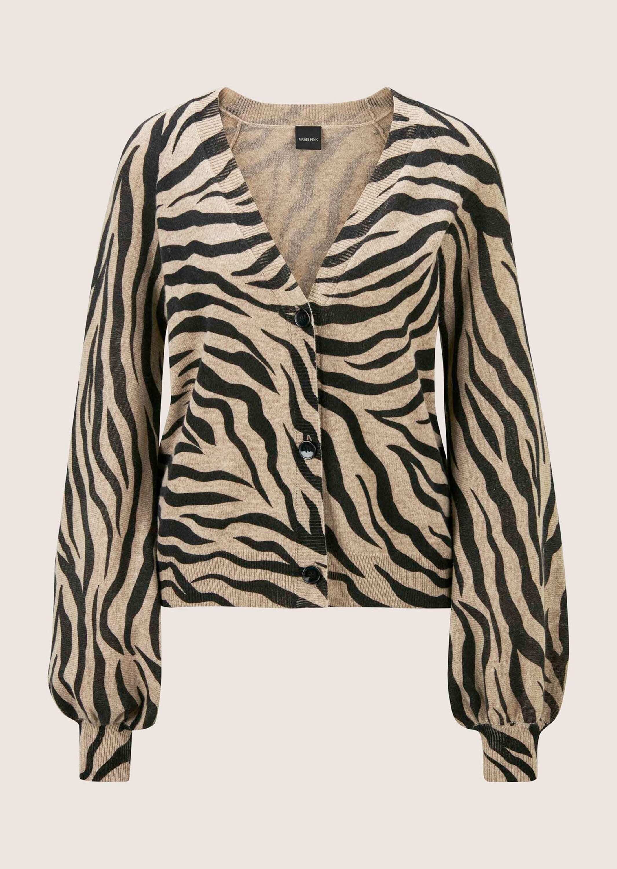 MADELEINE Longpullover "Strickjacke Kaschmir-Strickjacke mit Zebramuster"