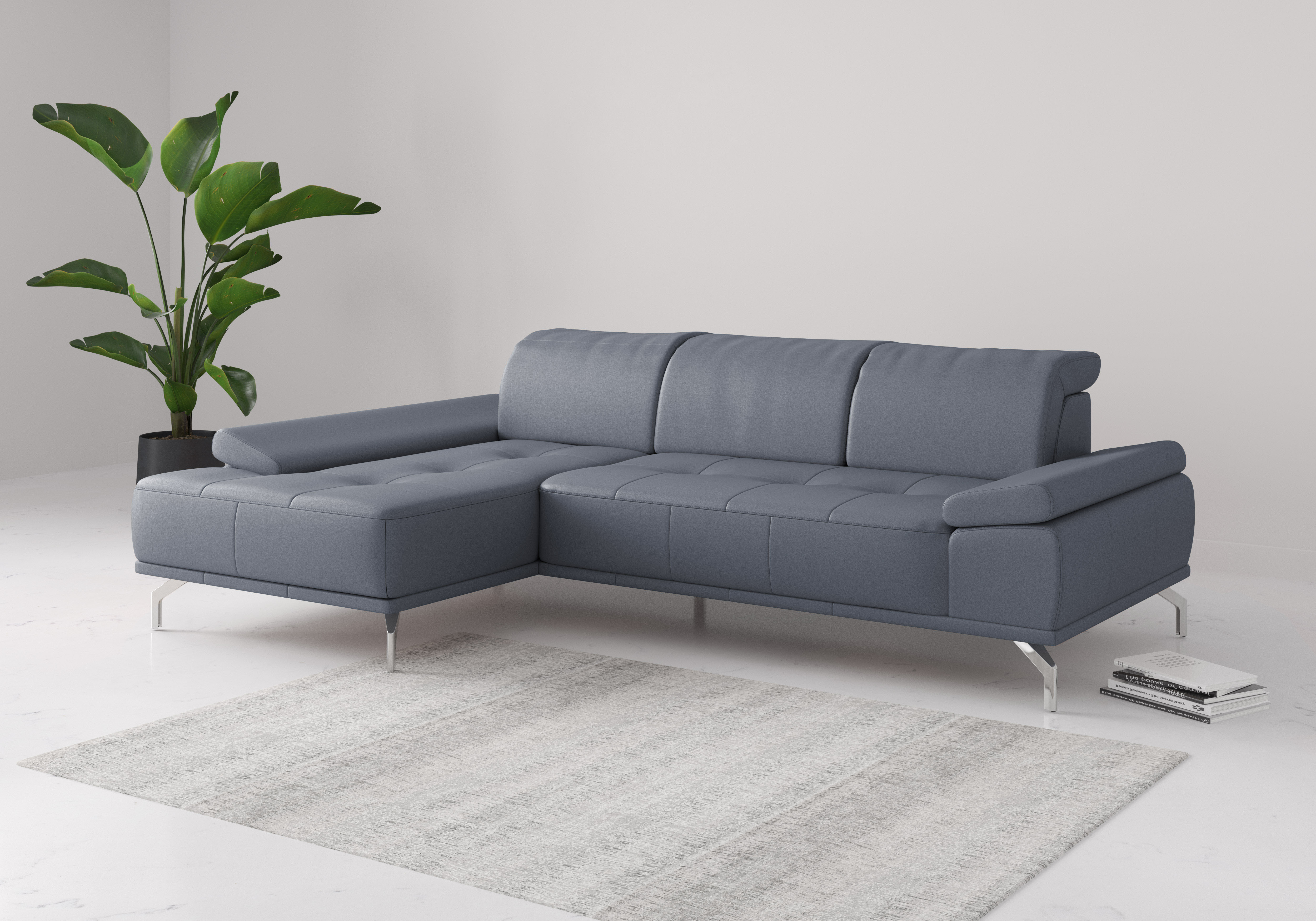 OTTO home Ecksofa "Caluna, L-Form, B:280cm, Federkern, in Stoff und Leder" Inkl.Sitztiefenverstellung, wahlweise mit Kopf- und Armteilverstellung