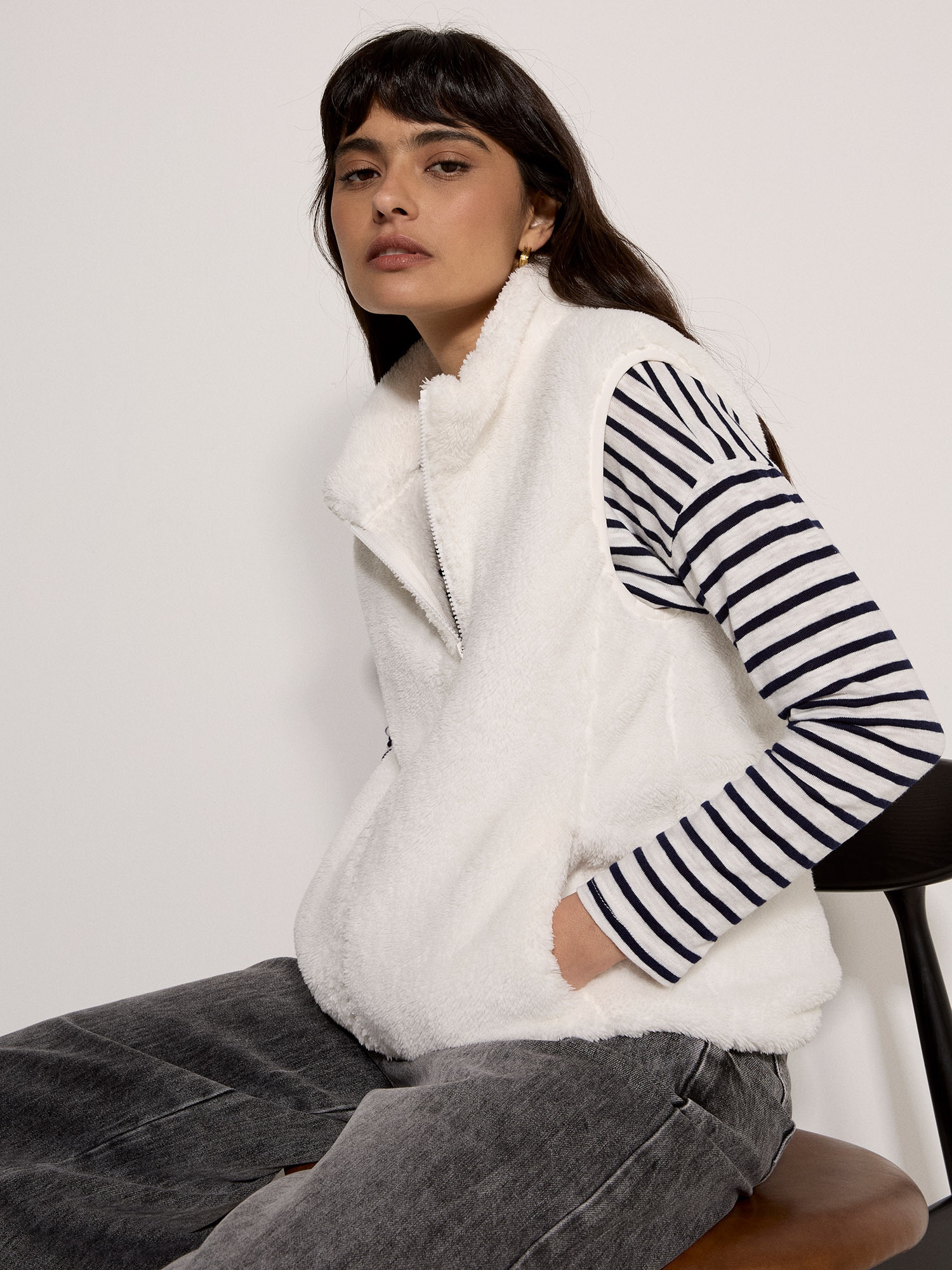 Apricot Strickjacke »Fleeceweste« mit durchgehendem Reißverschluss
