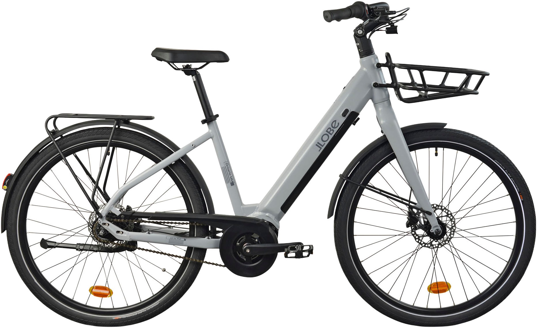 E-Bike LLOBE "CityVenture E-Bike 27,5" Ontario MM, grau" Gr. 44, grau (grau, grau), Elektrofahrräder, 46cm, 27,5 Zoll (69,85cm)