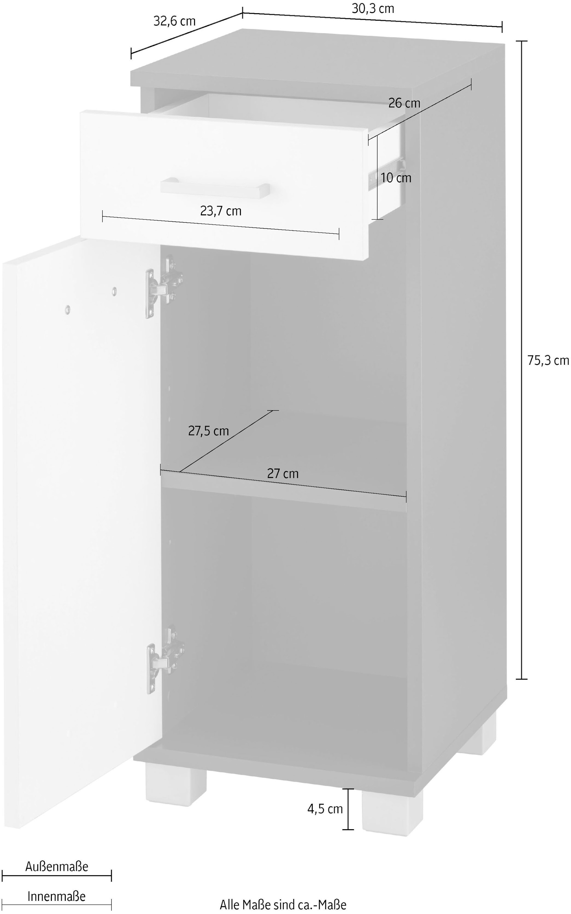 BAUR cm, montierbar Türen Schildmeyer Unterschrank 30,3/75,3 beidseitig Breite/Höhe: kaufen | »Mobes«,