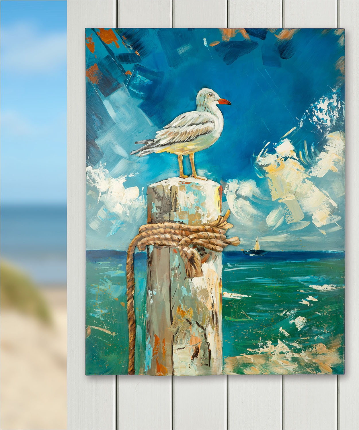 GILDE Metallbild »Bild rechteckig Coast Bird« Strandbilder 1 Stk. tlg.
