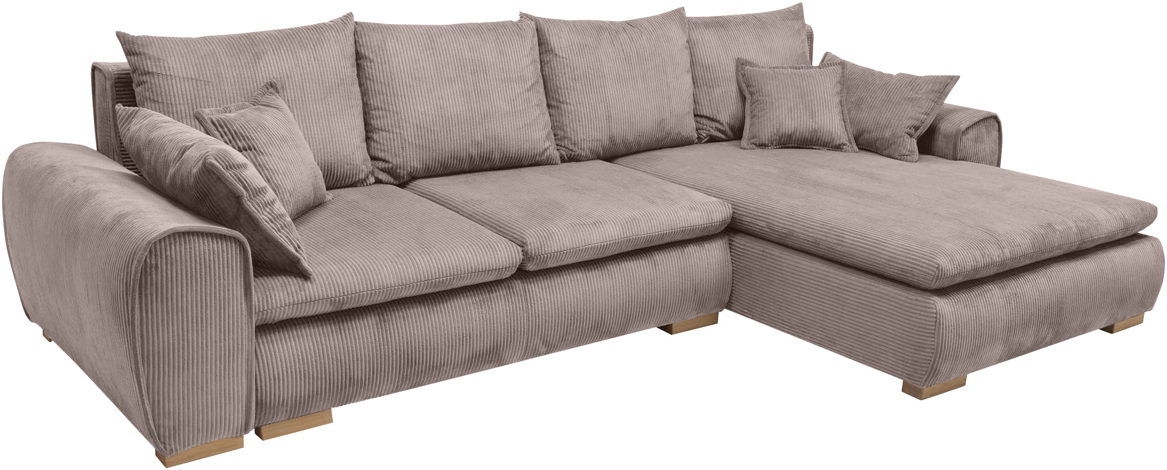Home affaire Ecksofa »Katja L-Form«, Cord Bezug, inkl. Schlaffunktion und Stauraum