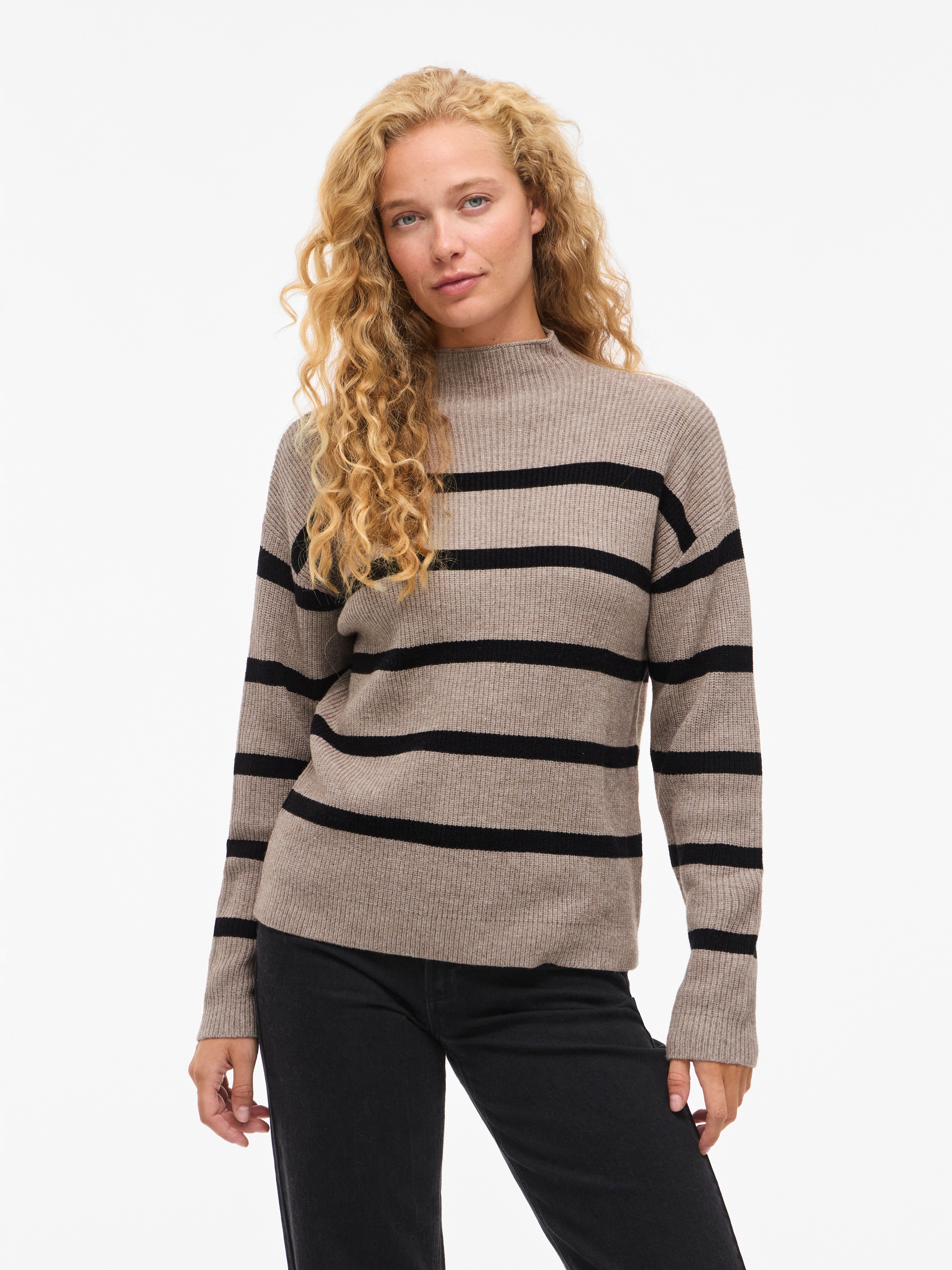 Vila Stehkragenpullover "VIRIL MOCKNECK L/S KNIT RIB TOP 2- NOOS" günstig online kaufen