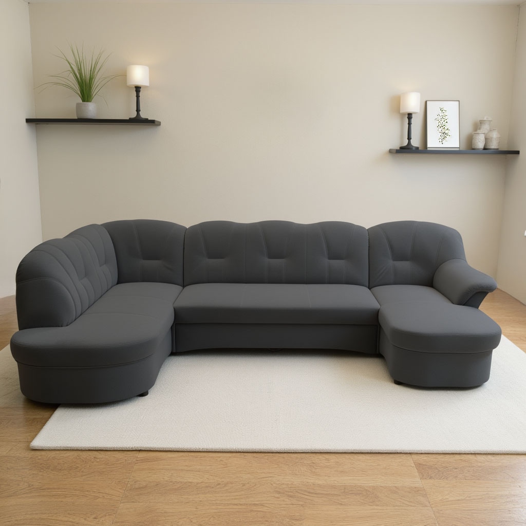 DOMO collection Wohnlandschaft "FLORES 293x180x86 cm, hochwertig, komfortabel, U-Form" wahlw. mit Bettfunktion, wahlw. mit Federkern, Unser Dauertiefpreis