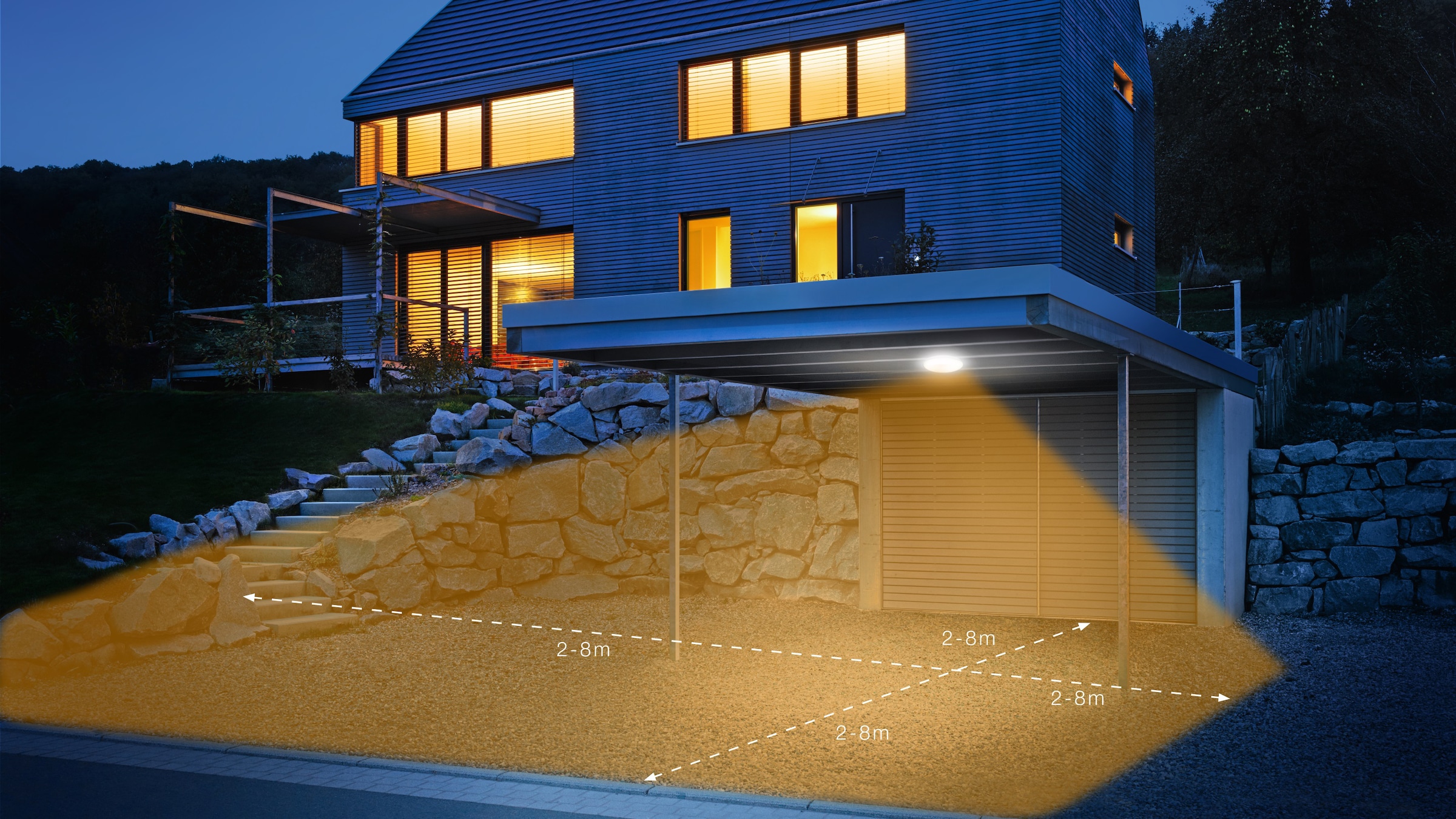 steinel LED Außen-Deckenleuchte »DL Vario Quattro«, 1 flammig-flammig, 360Â°Bewegungsmelder,+LED-Leuchtmittel,Innen-&Außenbereich,Rund