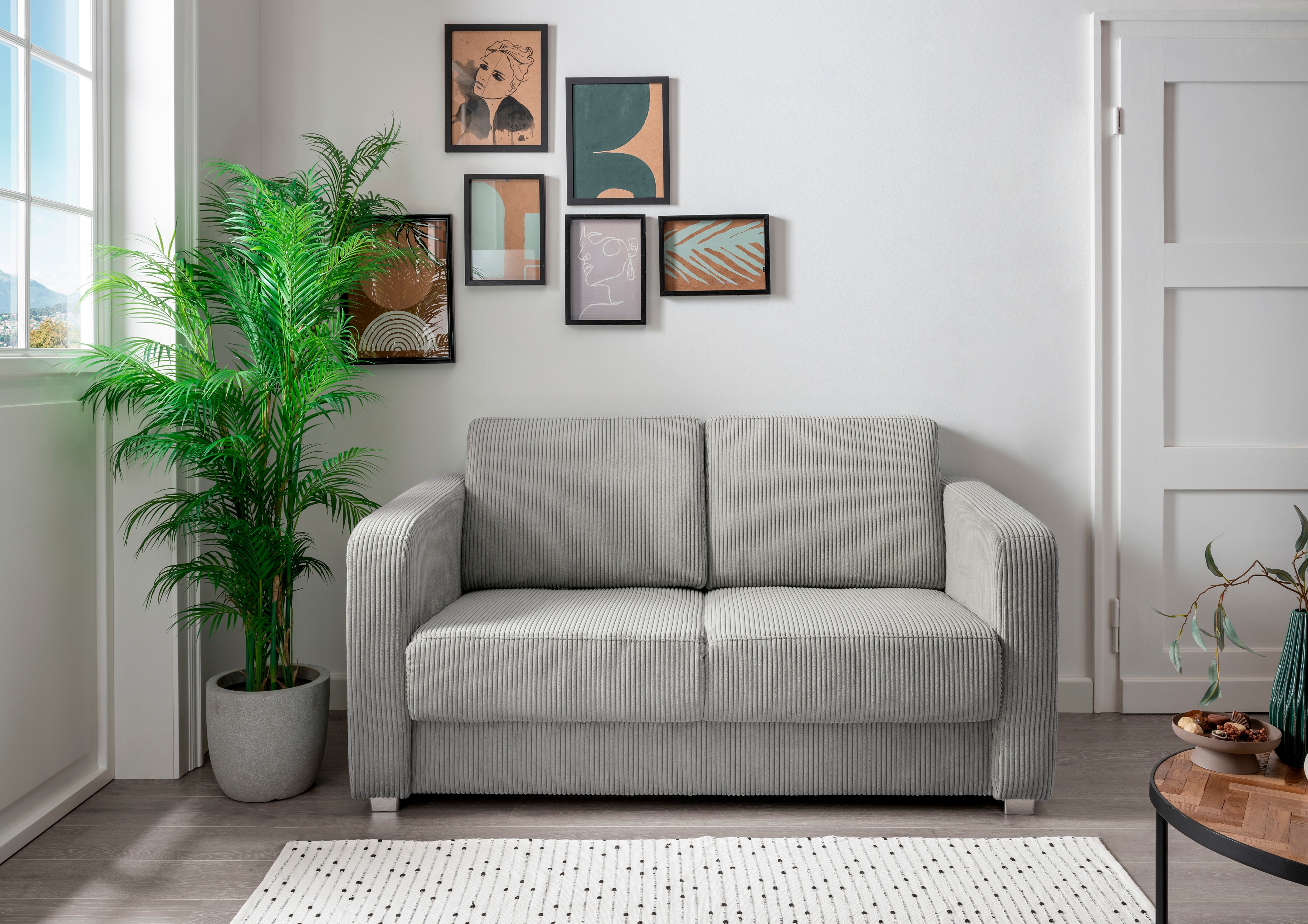 Home affaire Schlafsofa "MIA modern und bequem, schmale Armlehnen, Einzelauszug" zwei verschiedene Fußfarben wählbar