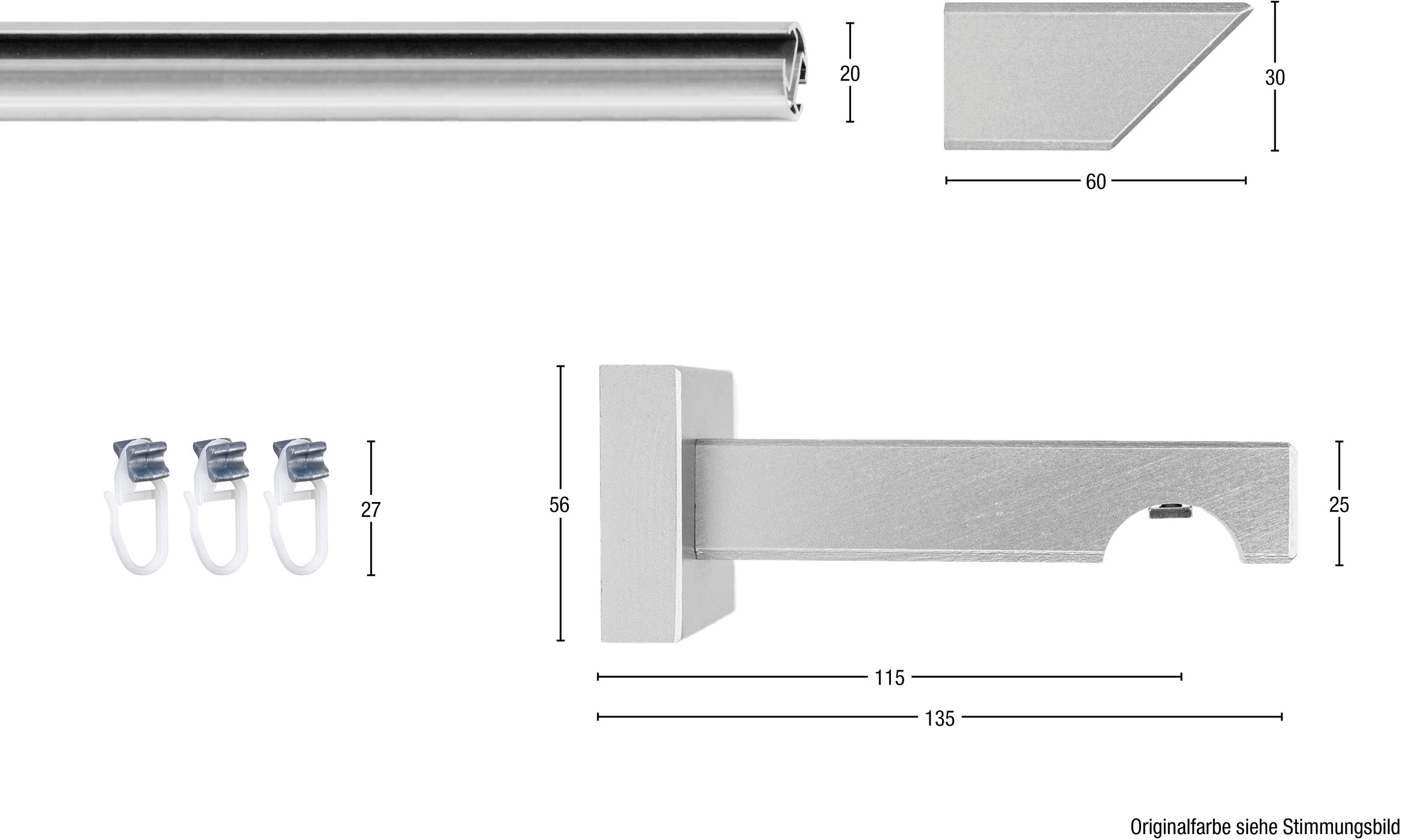 GARESA Gardinenschiene »Cubus, Quadros Innenlauf«, 1 läufig-läufig, Wunschmaßlänge, Innenlauf-Vorhanggarnitur, verlängerbar, Holz-Aluminium