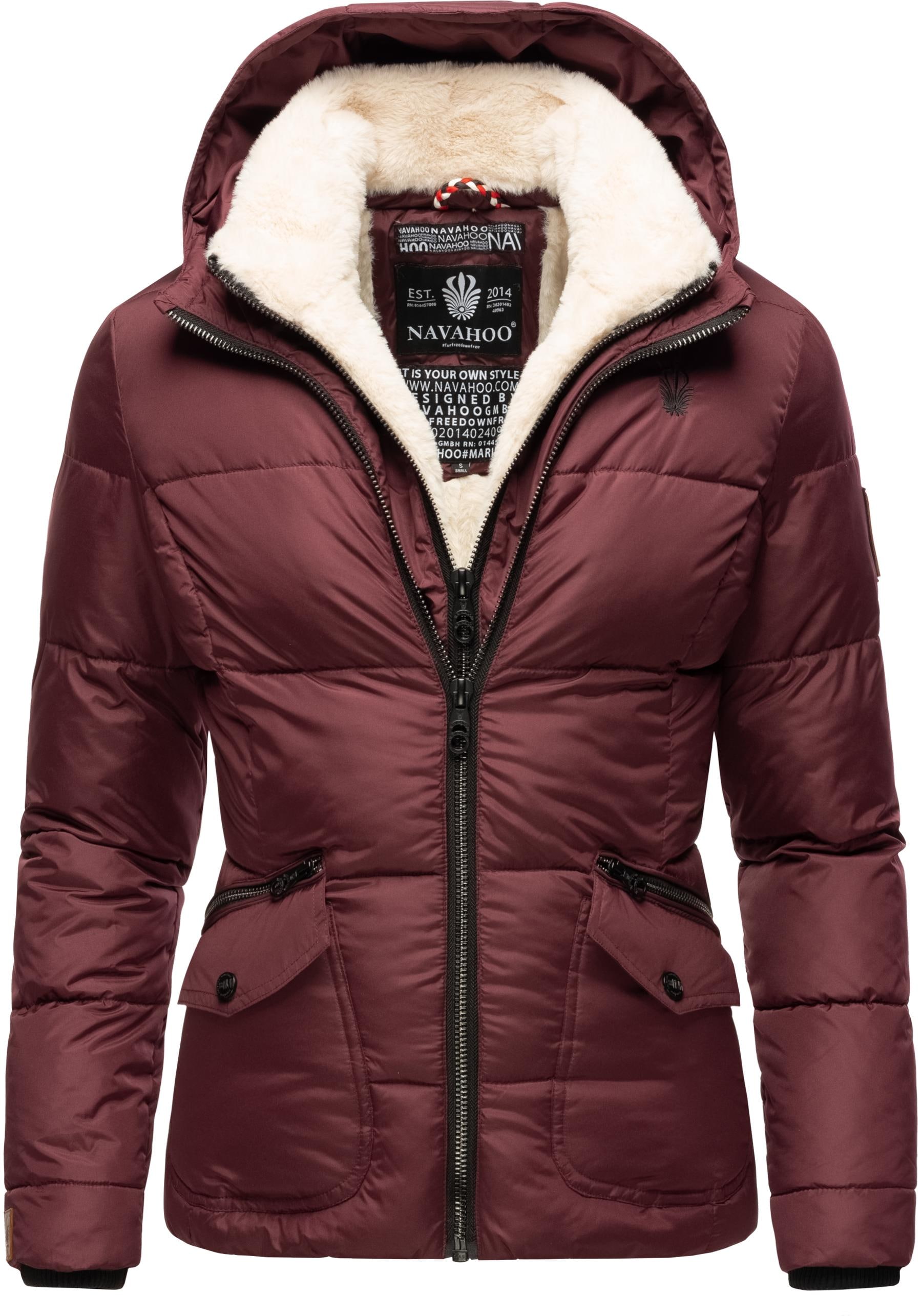 Navahoo Winterjacke "Megan", mit Kapuze, stylische Damen Steppjacke mit Teddyfutter