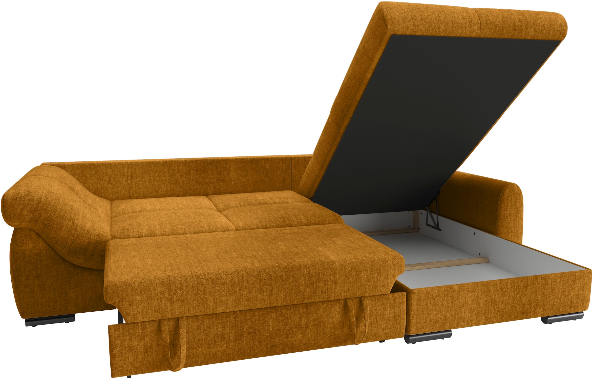 Mr. Couch Ecksofa »Livorno L-Form«, inkl. Hochschläfer-Bettauszug, XL-Bettkasten weiß beschichtet