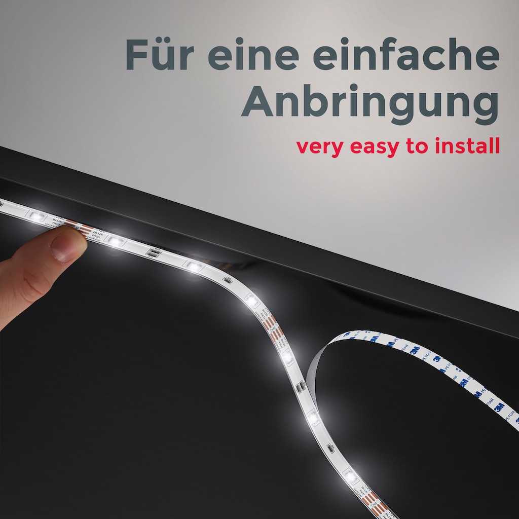 B.K.Licht LED Stripe, WIFI RGB-LED Flexband 3 Meter,  inkl. 90 x RGB-LED je 0,10 Watt, alle 10cm kürzbar, inkl. Fernbedienung, für den Innenbereich