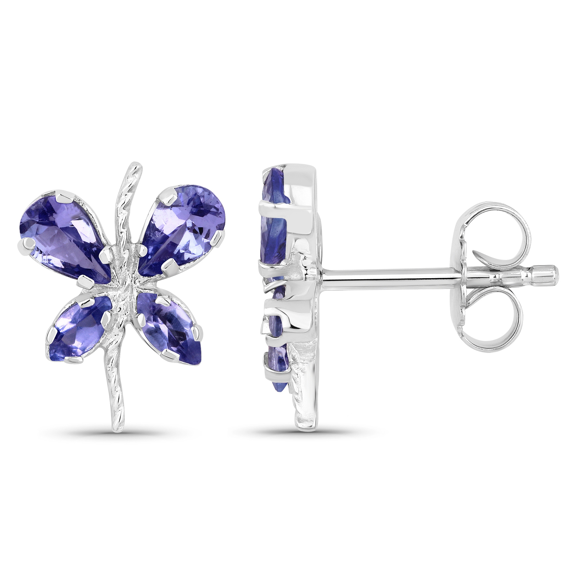 Vira Jewels Paar Ohrstecker »Silber 925 rhodiniert Schmetterling-Motiv mit echtem Tansanit«
