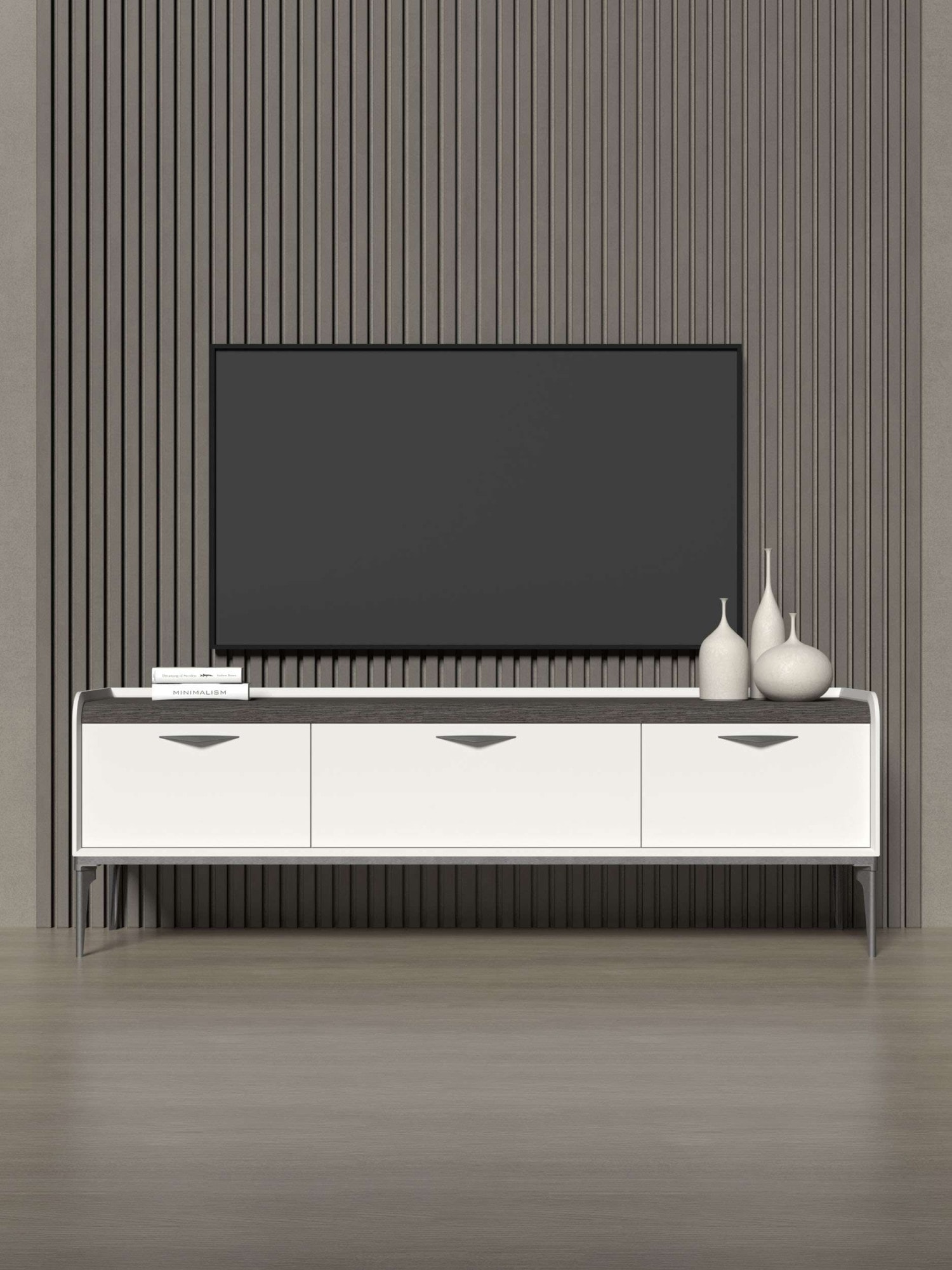OTTO home Lowboard "Sofy TV-Lowboard, TV-Kommode, TV-Schrank, TV-Unterschrank, TV-Möbel" UV lackiert, Soft Close Funktion, Metallgestell in Anthrazit Dekor