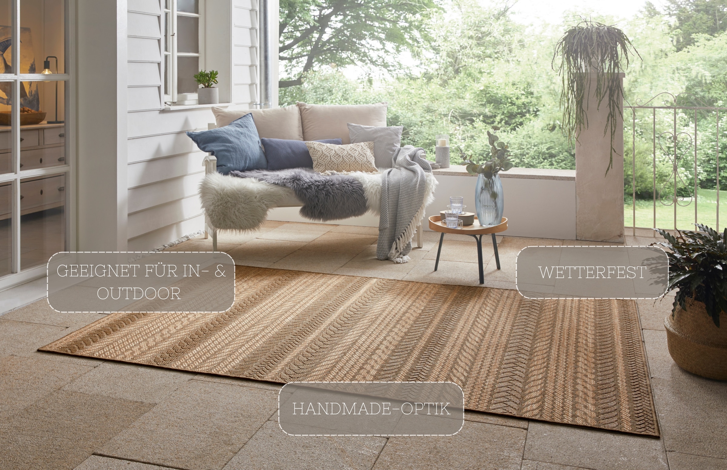 NORTHRUGS Teppich »Granado«, rechteckig, 6 mm Höhe, In- und Outdoor, Sisal Optik, Robust, Pflegeleicht, Flachgewebe