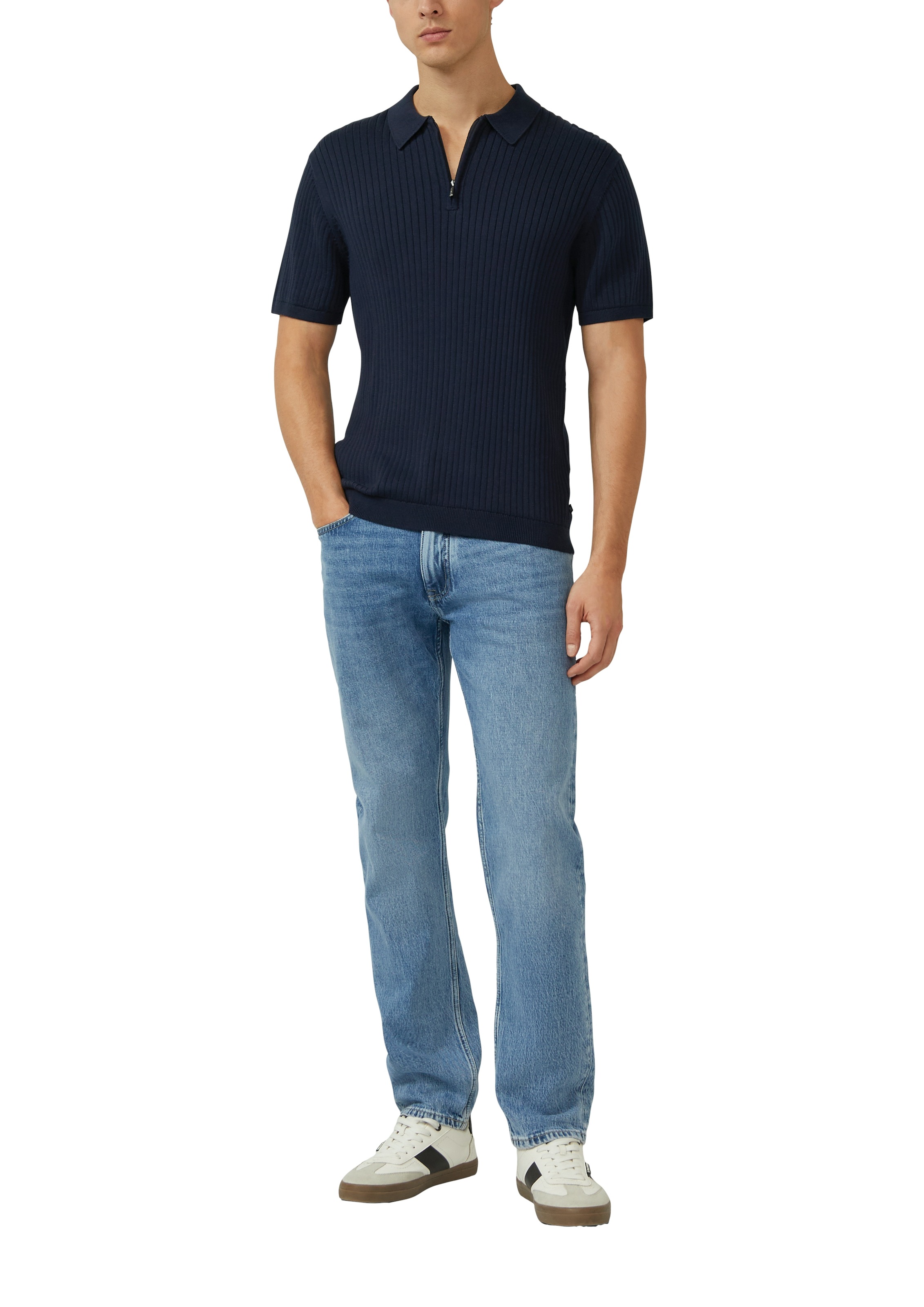 s.Oliver Poloshirt mit Strick-Muster und kurzes Reißverschluss günstig online kaufen