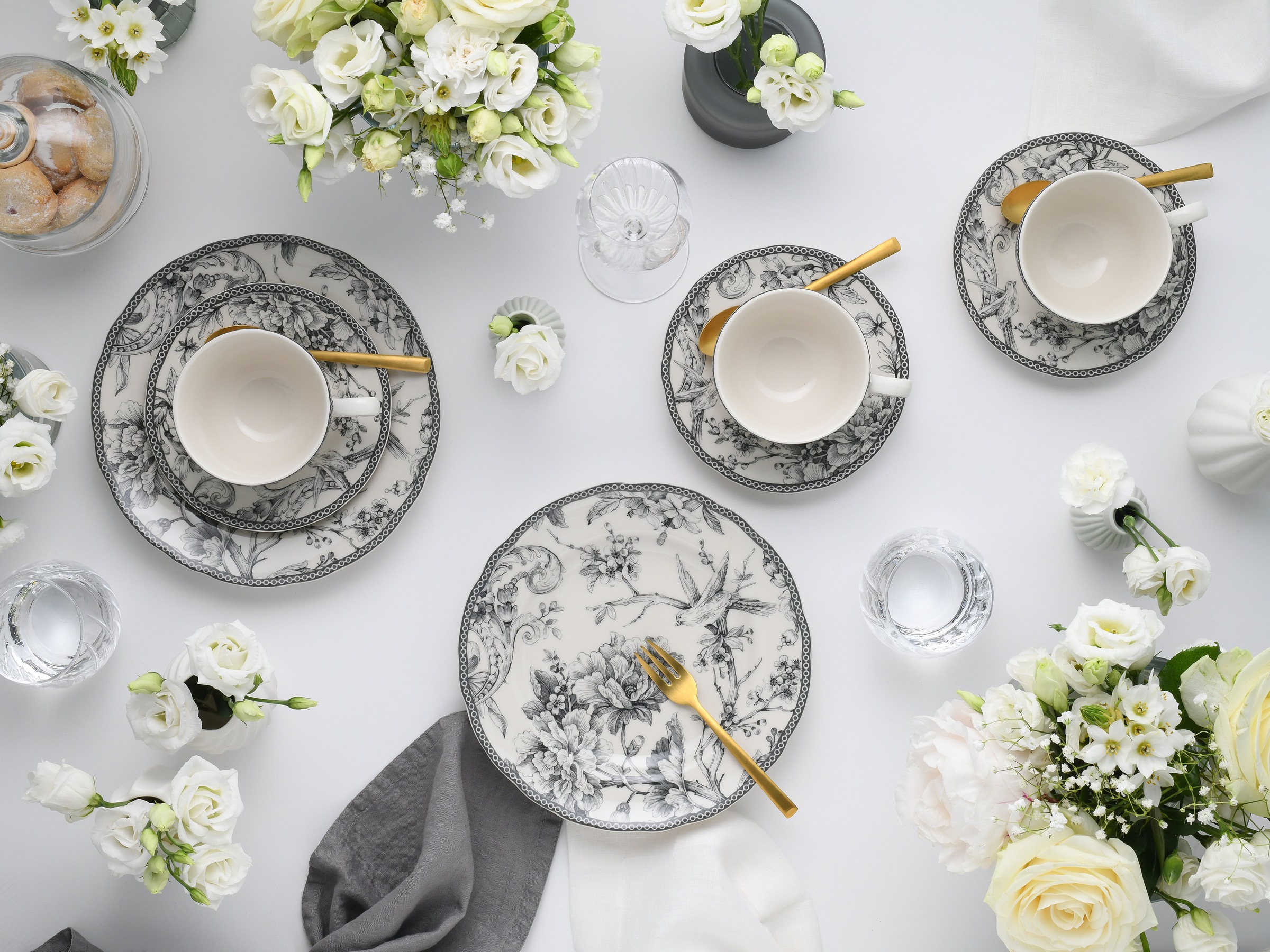 CreaTable Kaffeeservice »Adelaide, Service 12-tlg.« Nostalgischer Vintage Dekor, Elegante Form