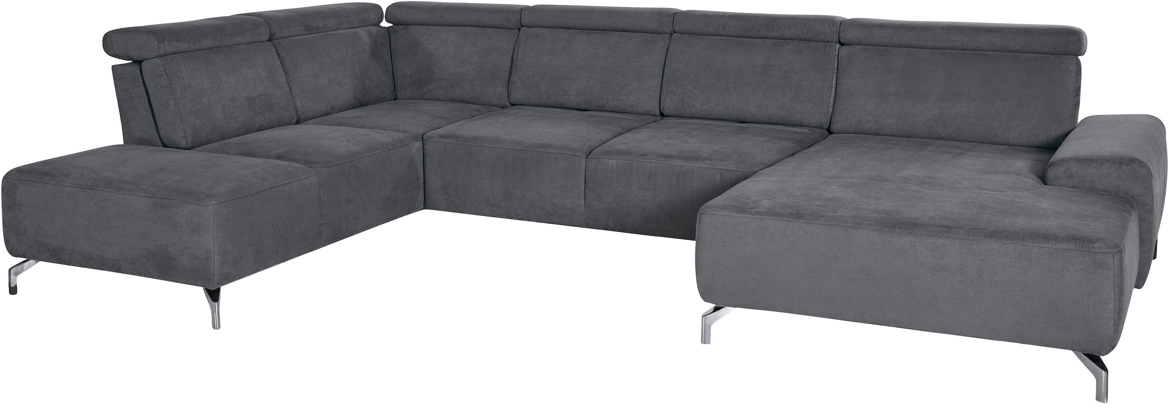 sit&more Wohnlandschaft »Gizeh U-Form«, 12 cm Fußhöhe, inklusive Sitztiefenverstellung und Kopfteilverstellung