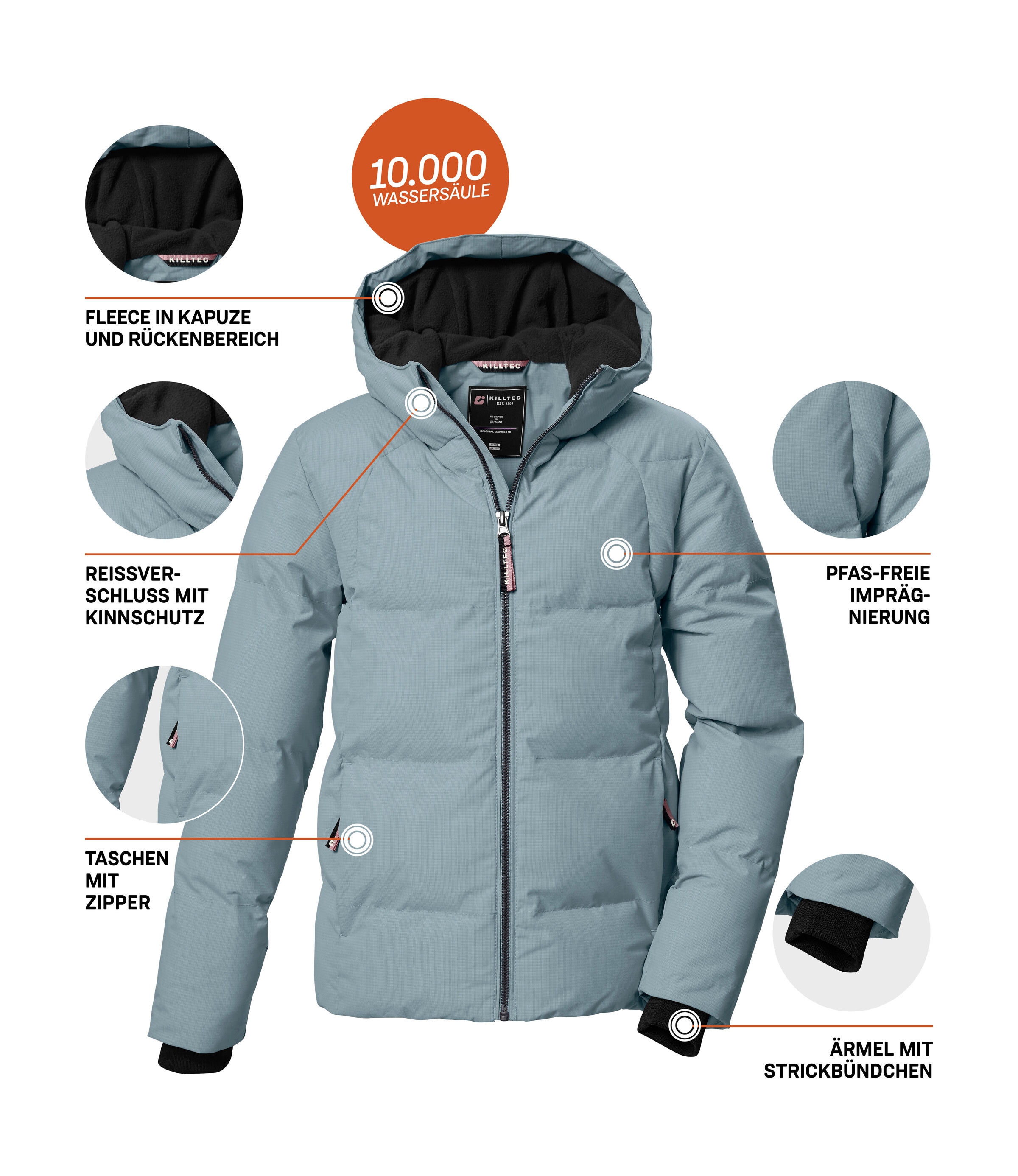 Killtec Steppjacke »KOW 357 GRLS QLTD JCKT«, Wasserabweisende Mädchenjacke mit Kapuze, atmungsaktiv, warm