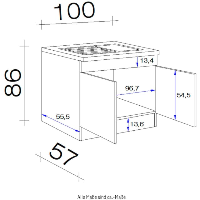 Flex-Well Spülenschrank »Portland«, (B x H x T) 100 x 86 x 60 cm, inkl.  Einbauspüle kaufen | BAUR