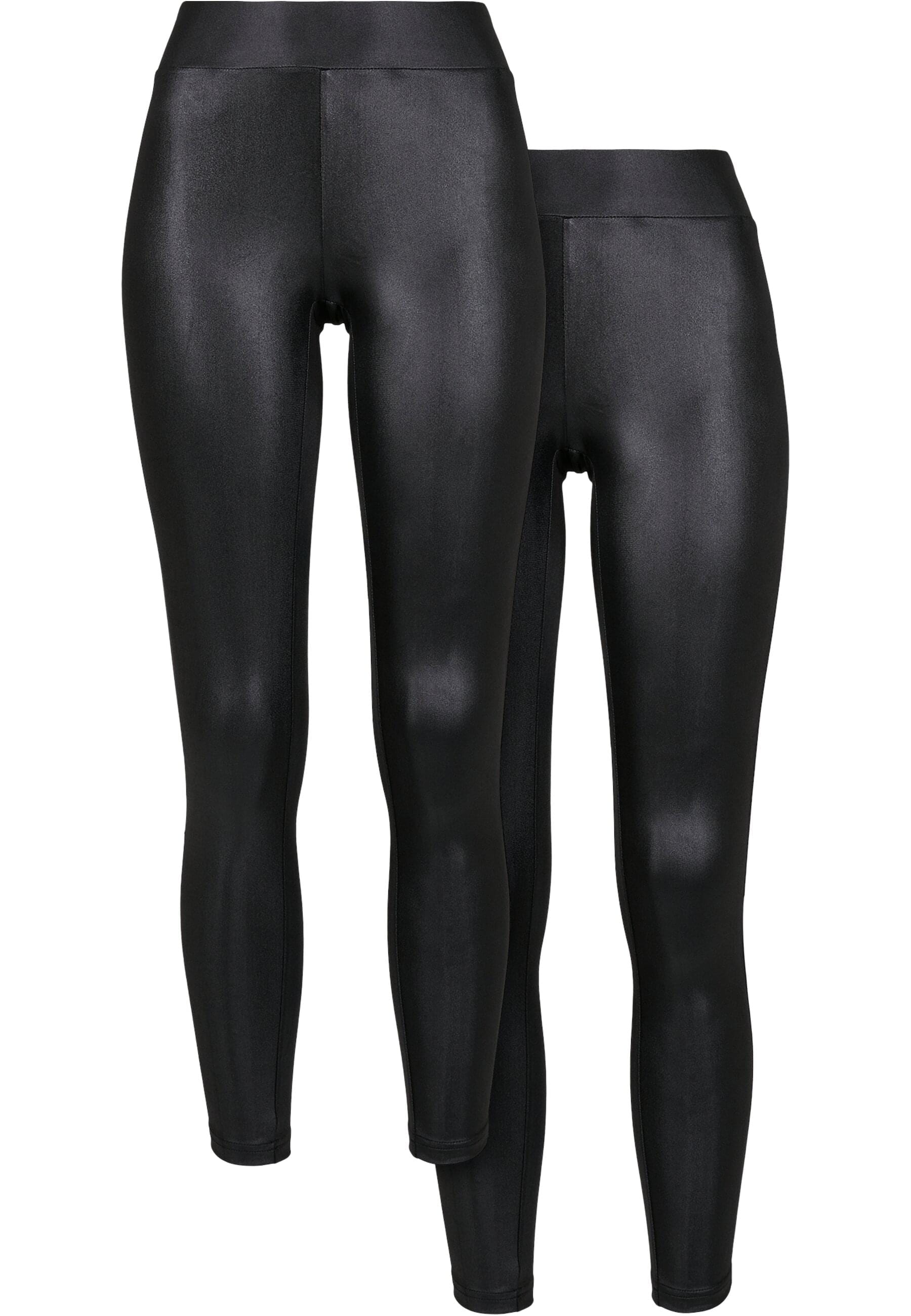 URBAN CLASSICS Leggings "Urban Classics Damen Ladies Synthetic Leather Leggings 2-Pack", (1 tlg.)